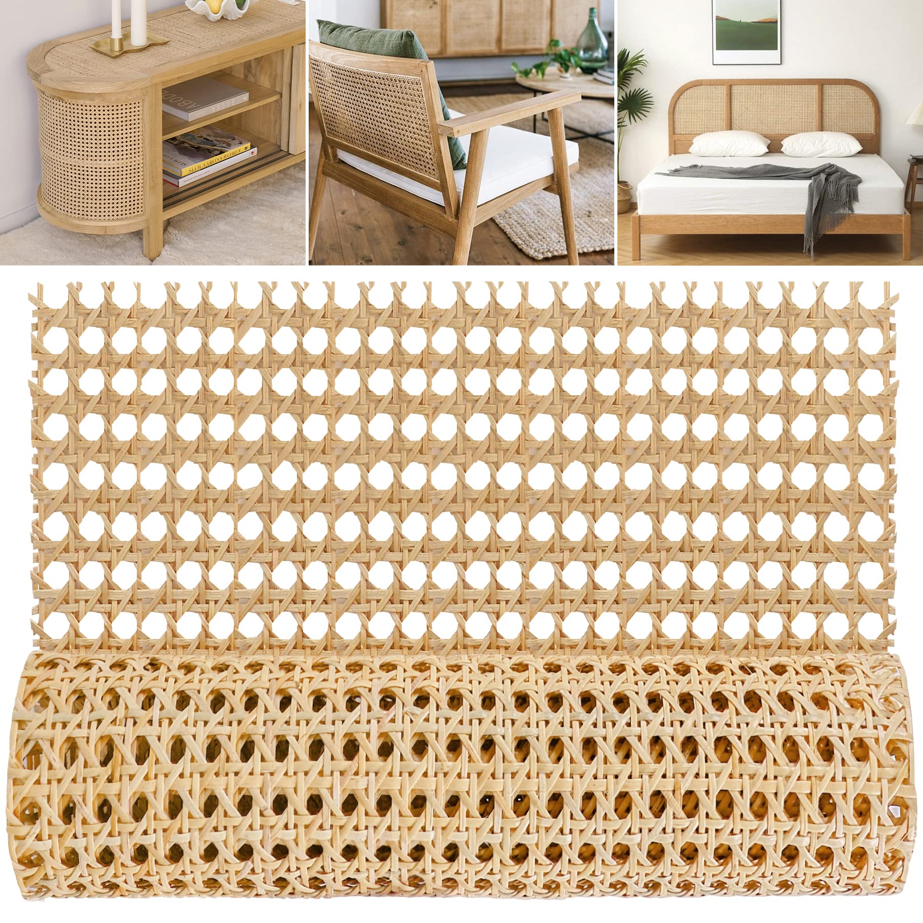 basket making supplies 3 Rolls of Natural Bamboo Rattan Skin Home