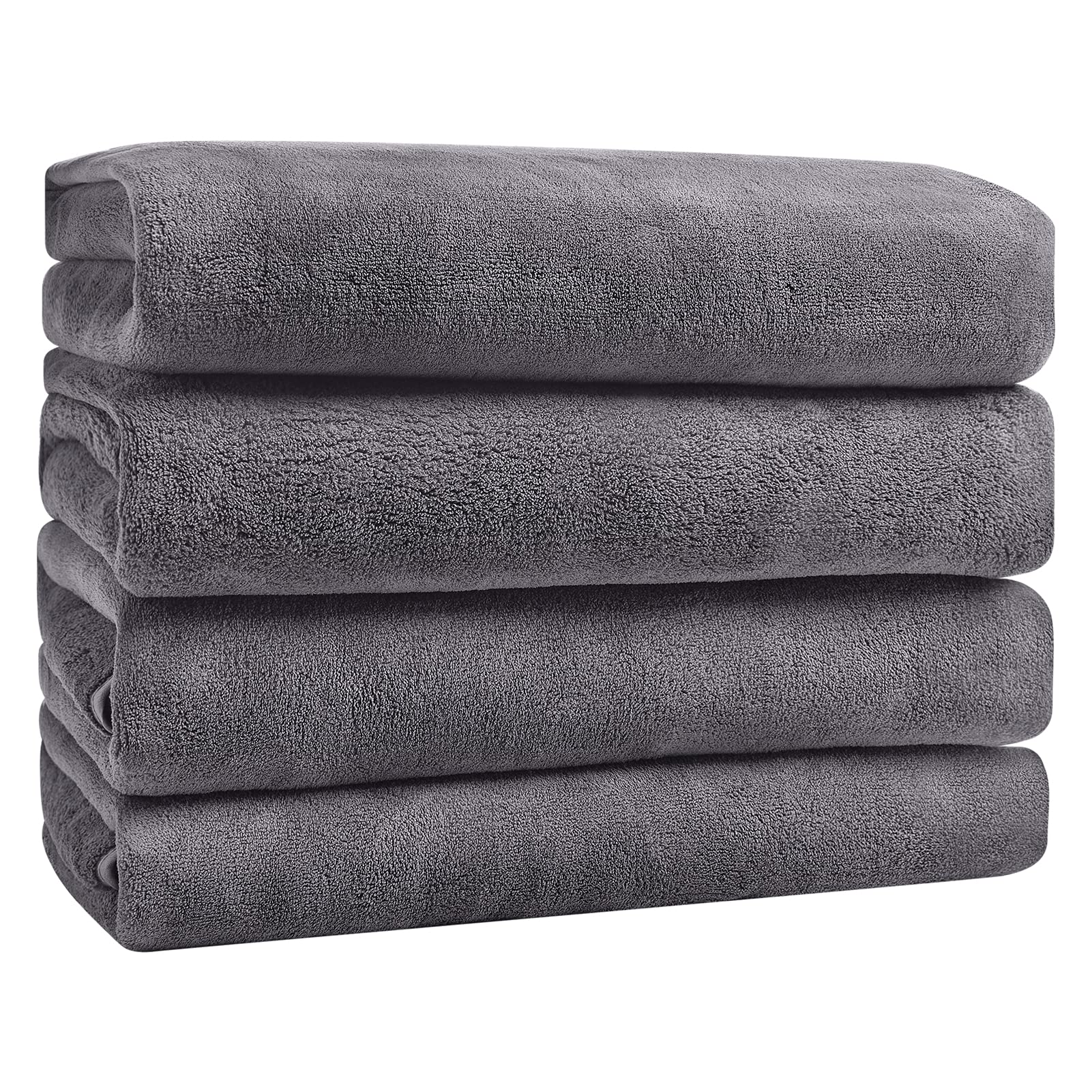 GraceAier Ultra Soft Bath Towels 4 Pack (28 x 56) - Quick Drying - -  Microfiber Coral Velvet Highly Absorbent Towel for Bath Fitness, Bathroom,  Sports, Yoga, Travel Microfiber-grey 28 x 56