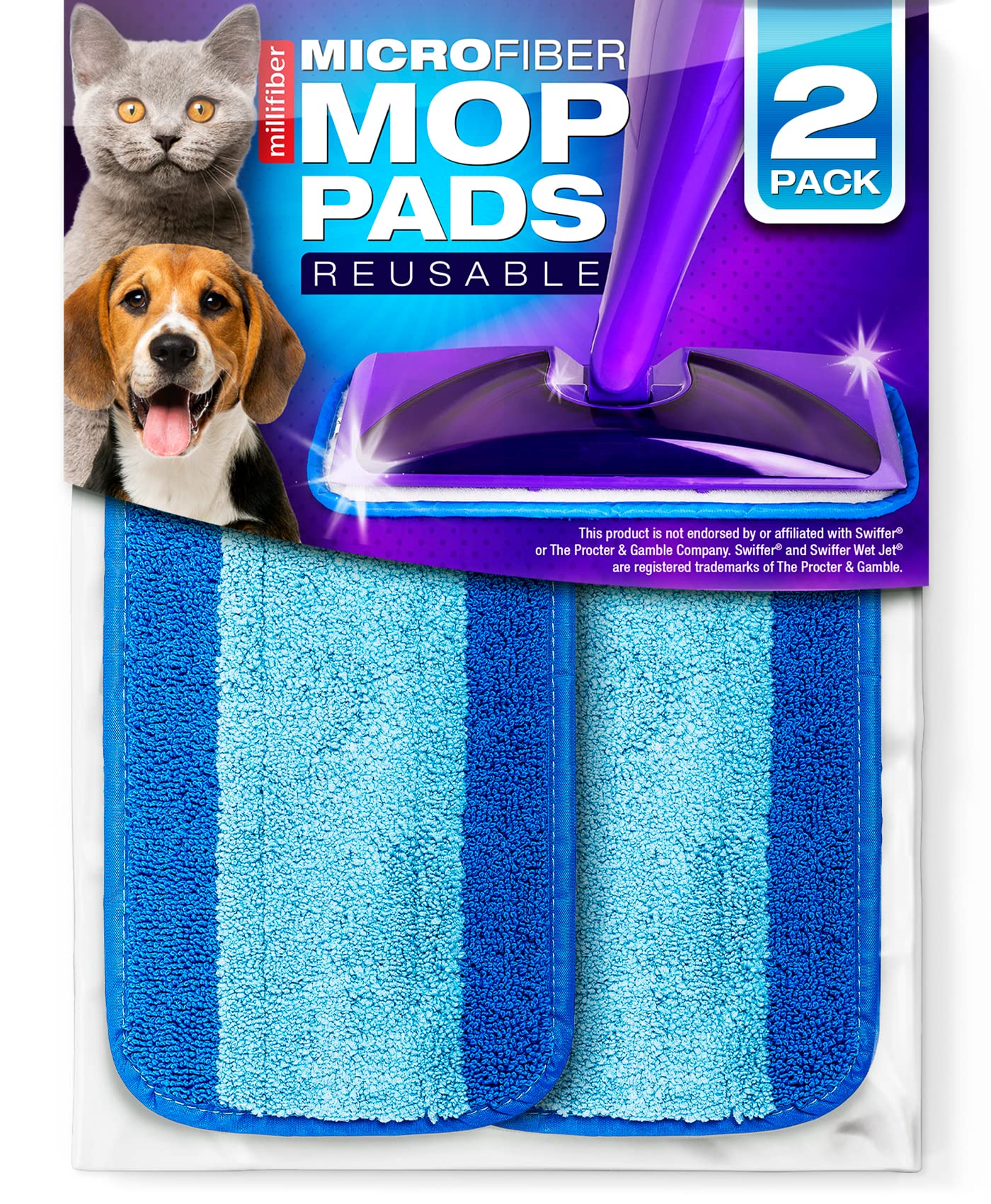 Reusable Mop Pads Compatible with Swiffer Wet Jet Mop- 6 Pack Wet Pads  Refill Washable Microfiber Mop Pads Wet Dry Mopping Cloths Replacements for