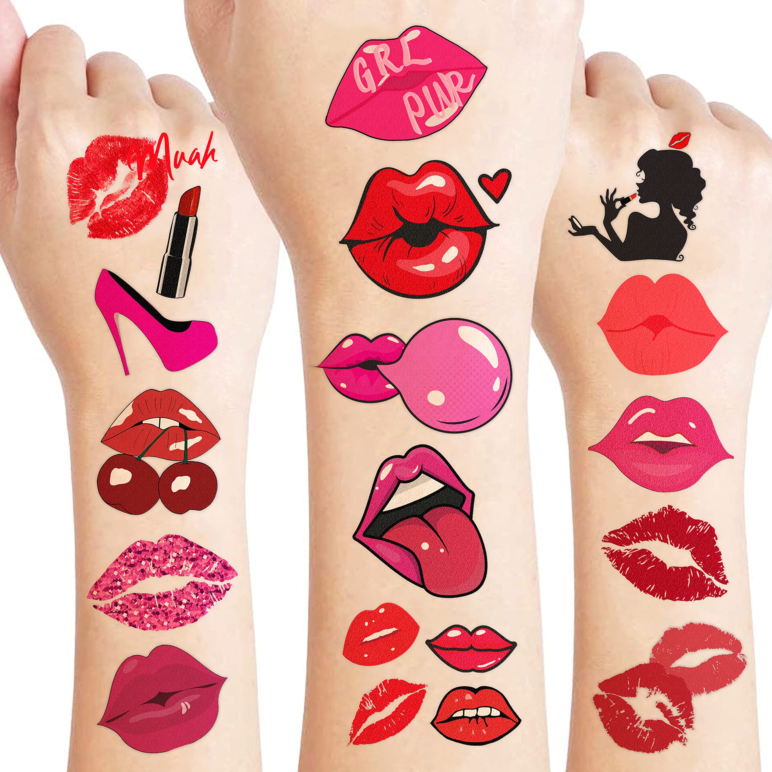 Buy ECBASKET Super Cute Tattoo Sticker Black and Red Kiss Lip style Sexy Temporary  Tattoo Waterproof Body Art Stickers Gifts Online at desertcartINDIA