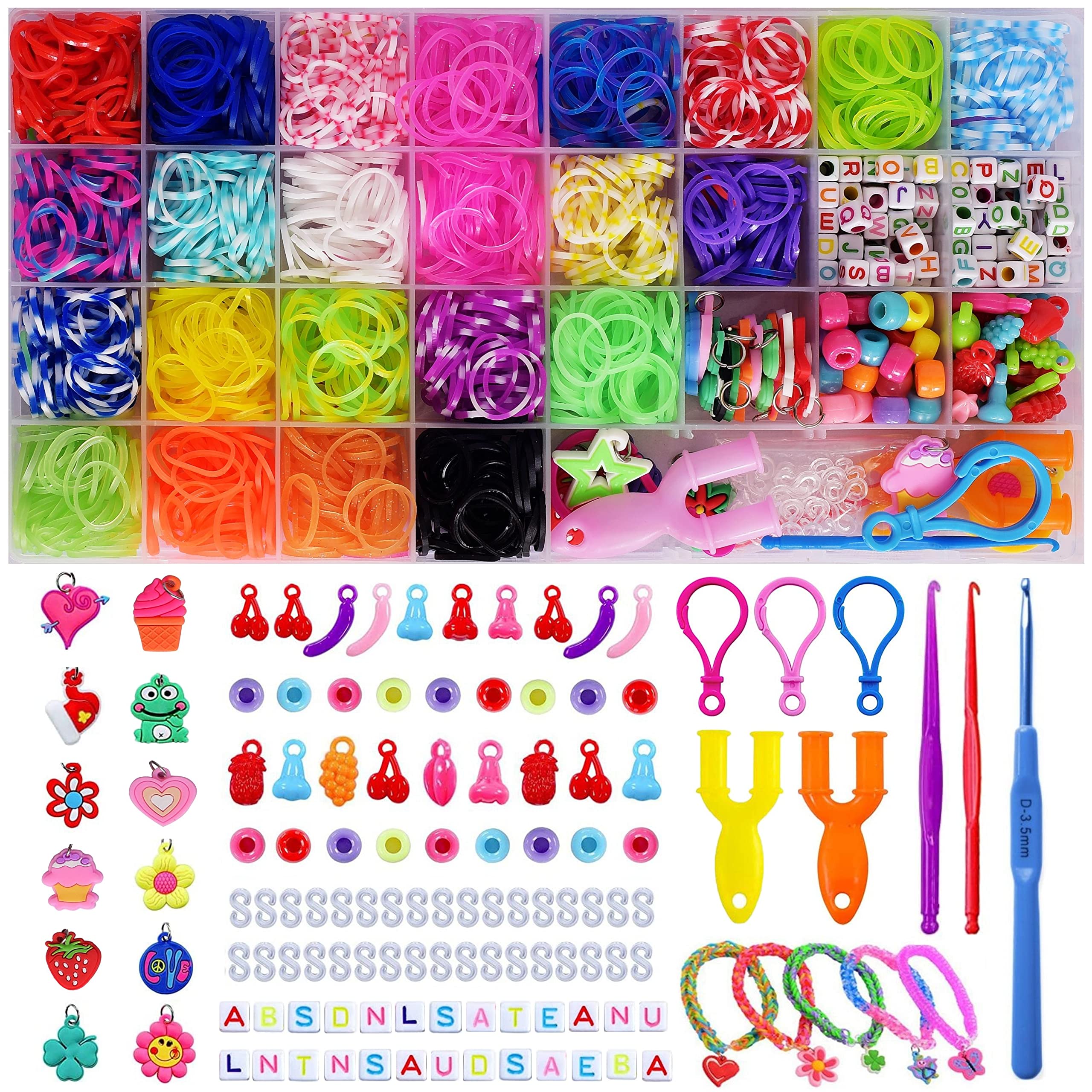 CRAZONE 2000+Pcs Rubber Bands Refill Kit in 23 Colors, DIY Weaving