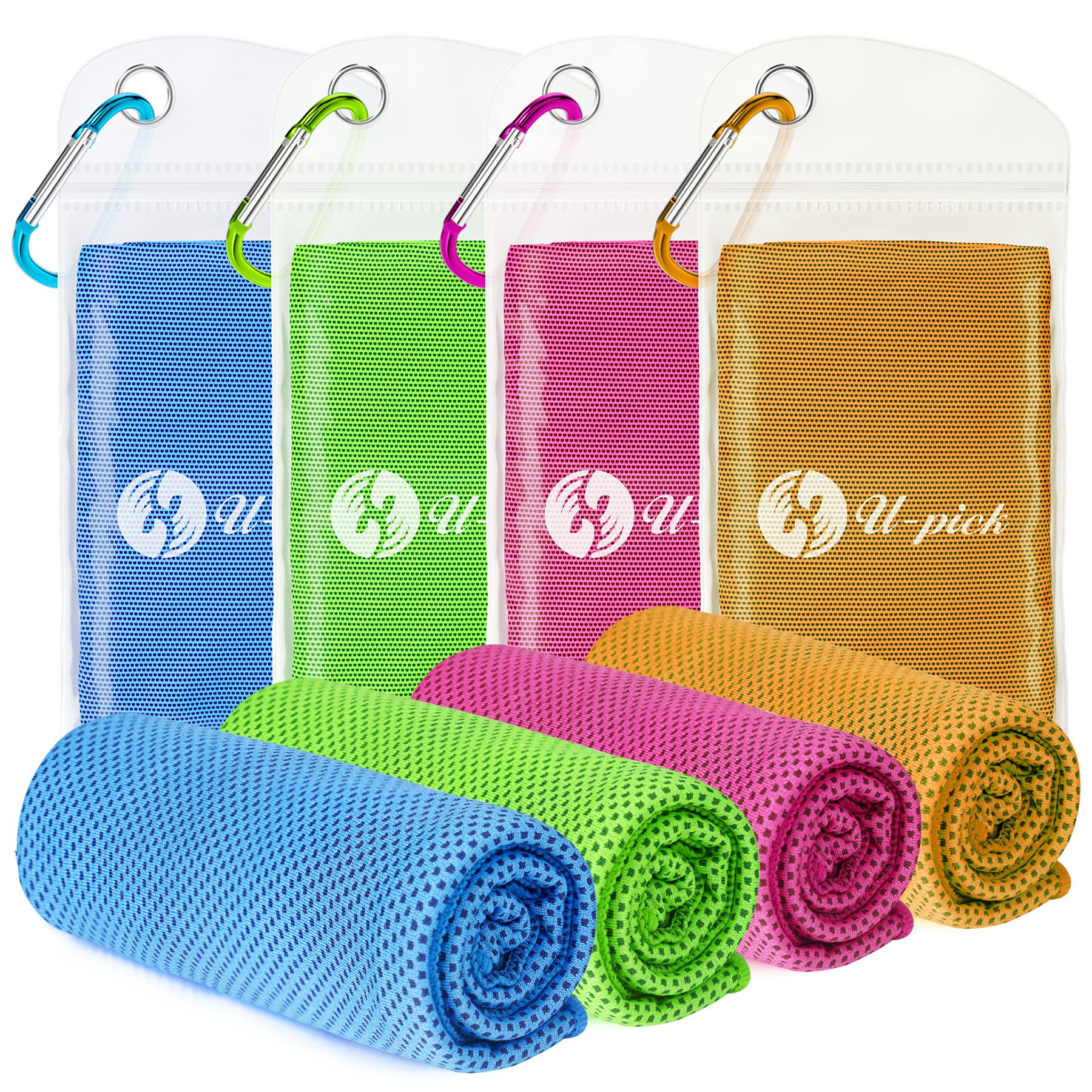 U-pick 4 Packs Cooling Towels (40x 12), Microfiber Ice Towel