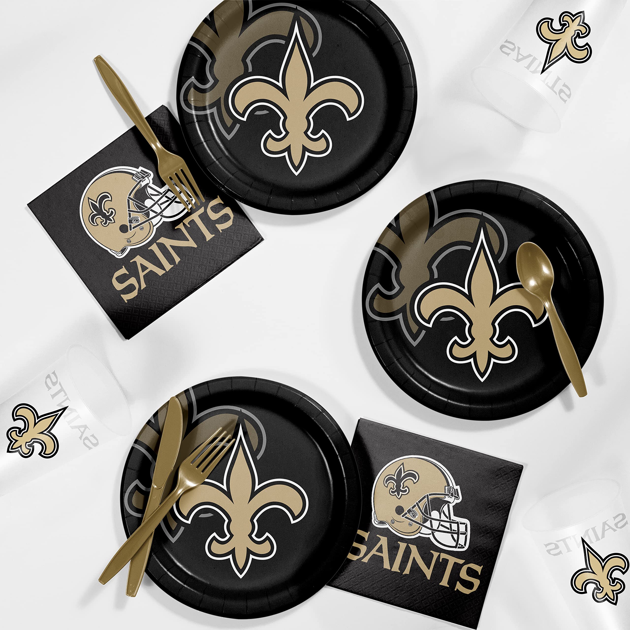 New Orleans Saints Round Paper Plates 24 Count for 24 Guests