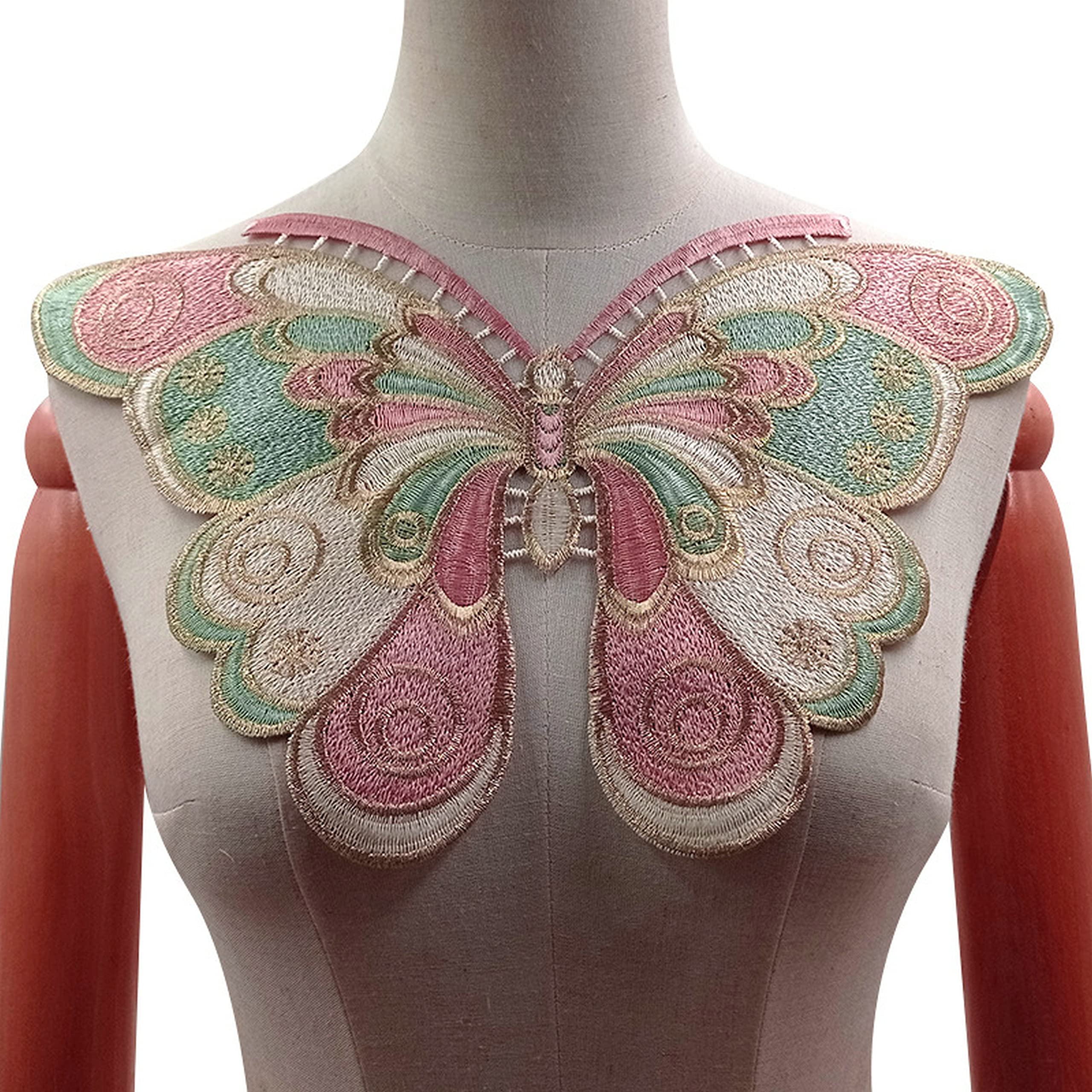 Butterfly Shape Embroidery Corsage Lace Collar DIY Clothing Accessories,  Size: About 42 x 38cm(Caramel), snatcher