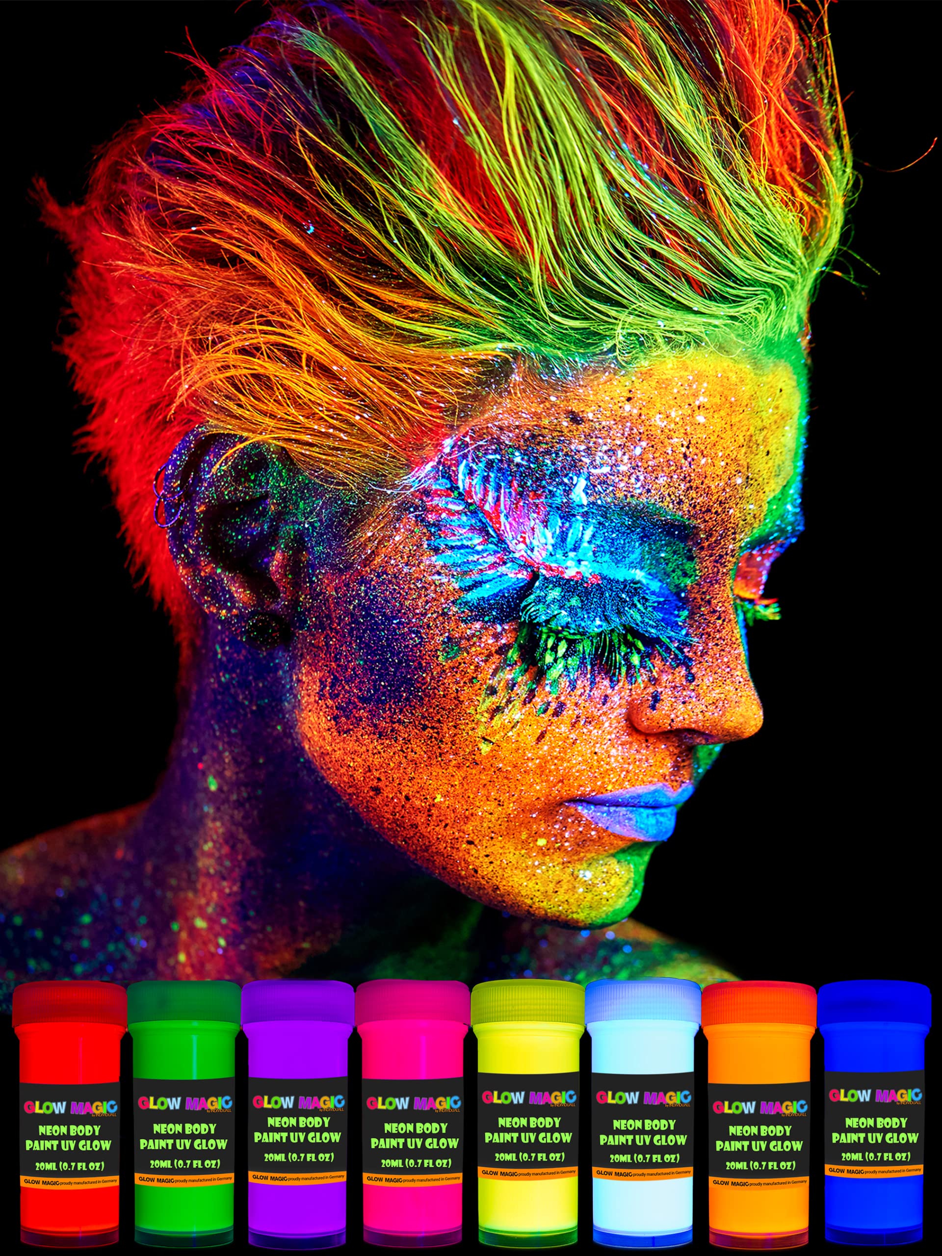 LUMINOUS UV Body Paint Set /black Light Neon Make-up Face & Body