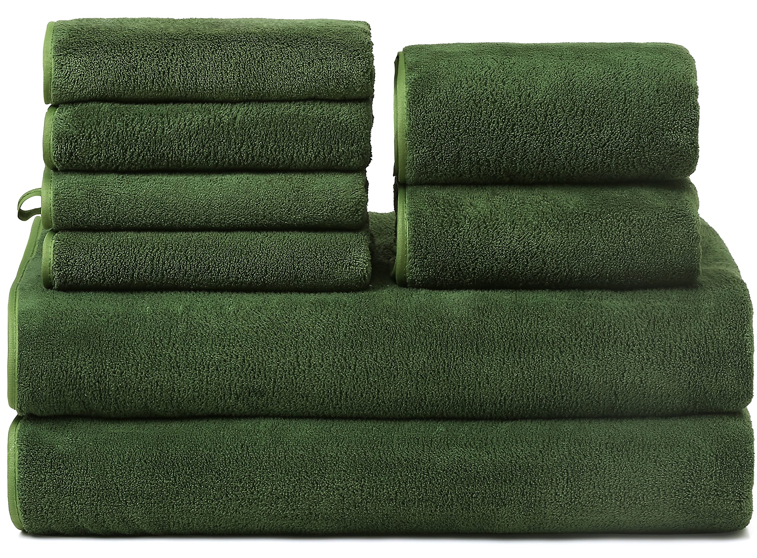 Ultra Soft Bath Towel Set of 4, Green Extra Large Textured Microfiber  Luxury Towels 35x70 in, Quick Dry, Highly Absorbent, Fluffy, Oversized, for