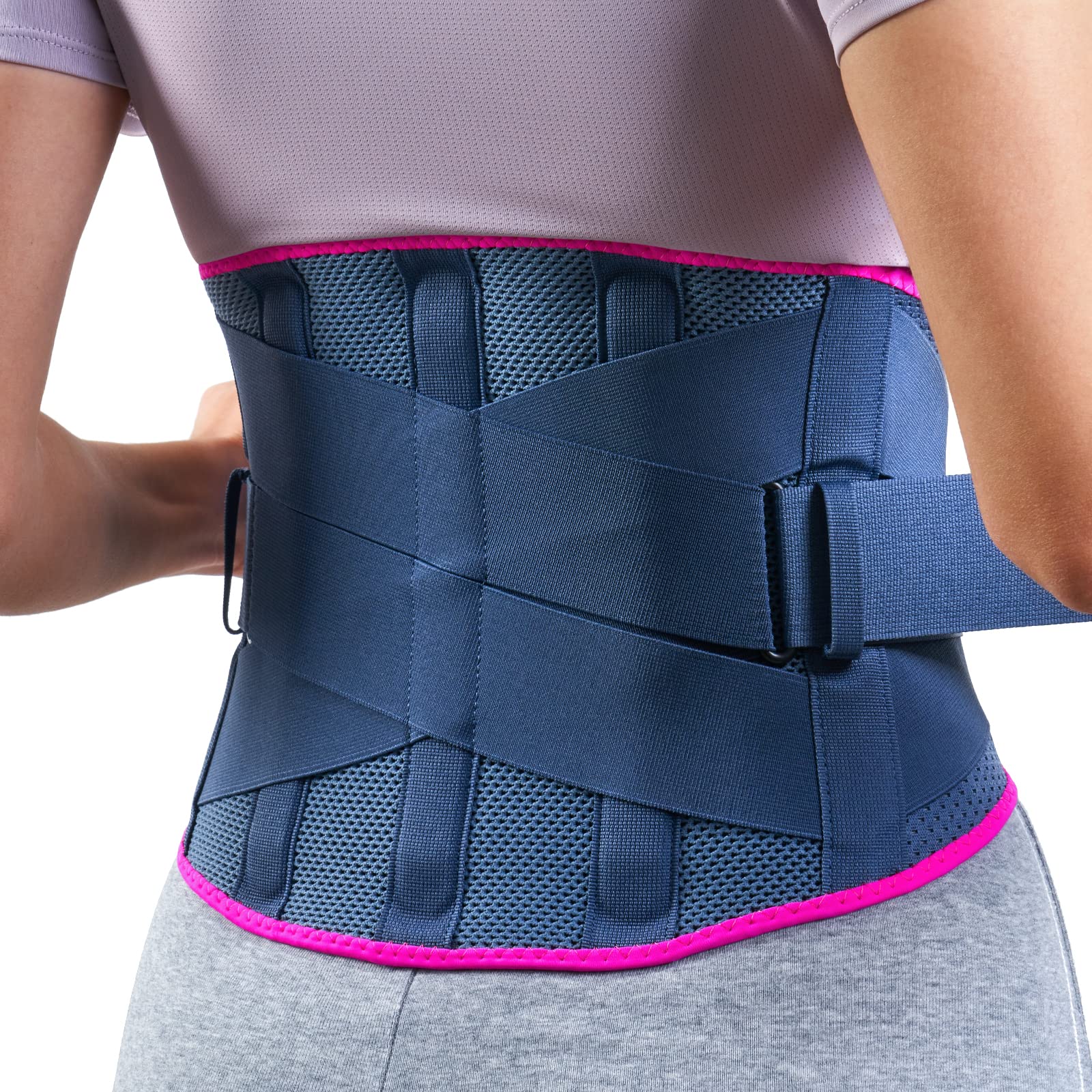 FREETOO Back Brace for Women Men Lower Back Pain Relief with 5 Anatomical  Stays, Knitted Back Support Belt for heavy lifting, Durable Lumbar Support  Brace for Sciatica Herniated Disc L(Waist size:41-51) Blue