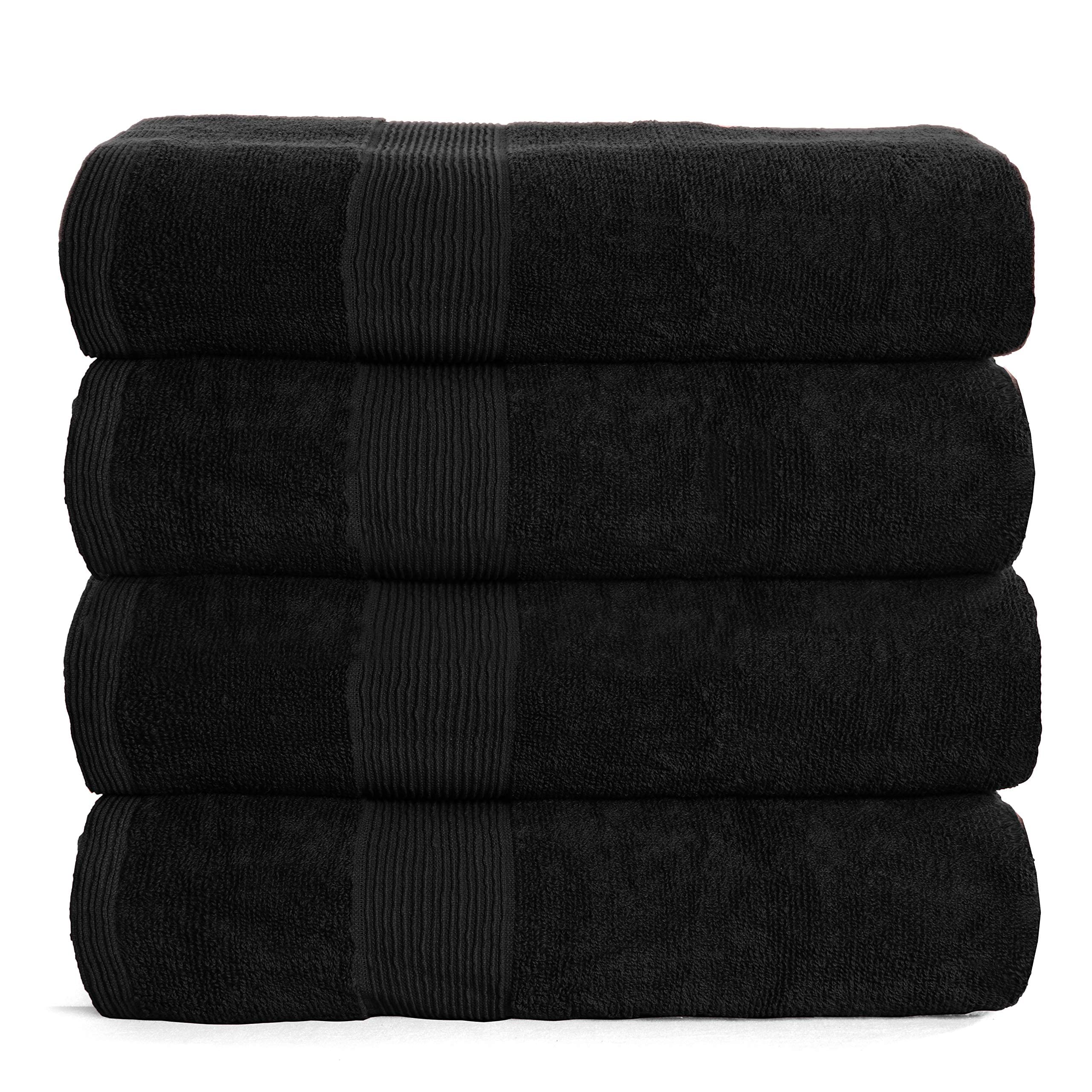 Elvana Home 4 Pack Bath Towel Set 27x54, 100% Ring Spun Cotton, Ultra Soft  Highly Absorbent Machine Washable Hotel Spa Quality for Bathroom, 4 Bath  Towels Black