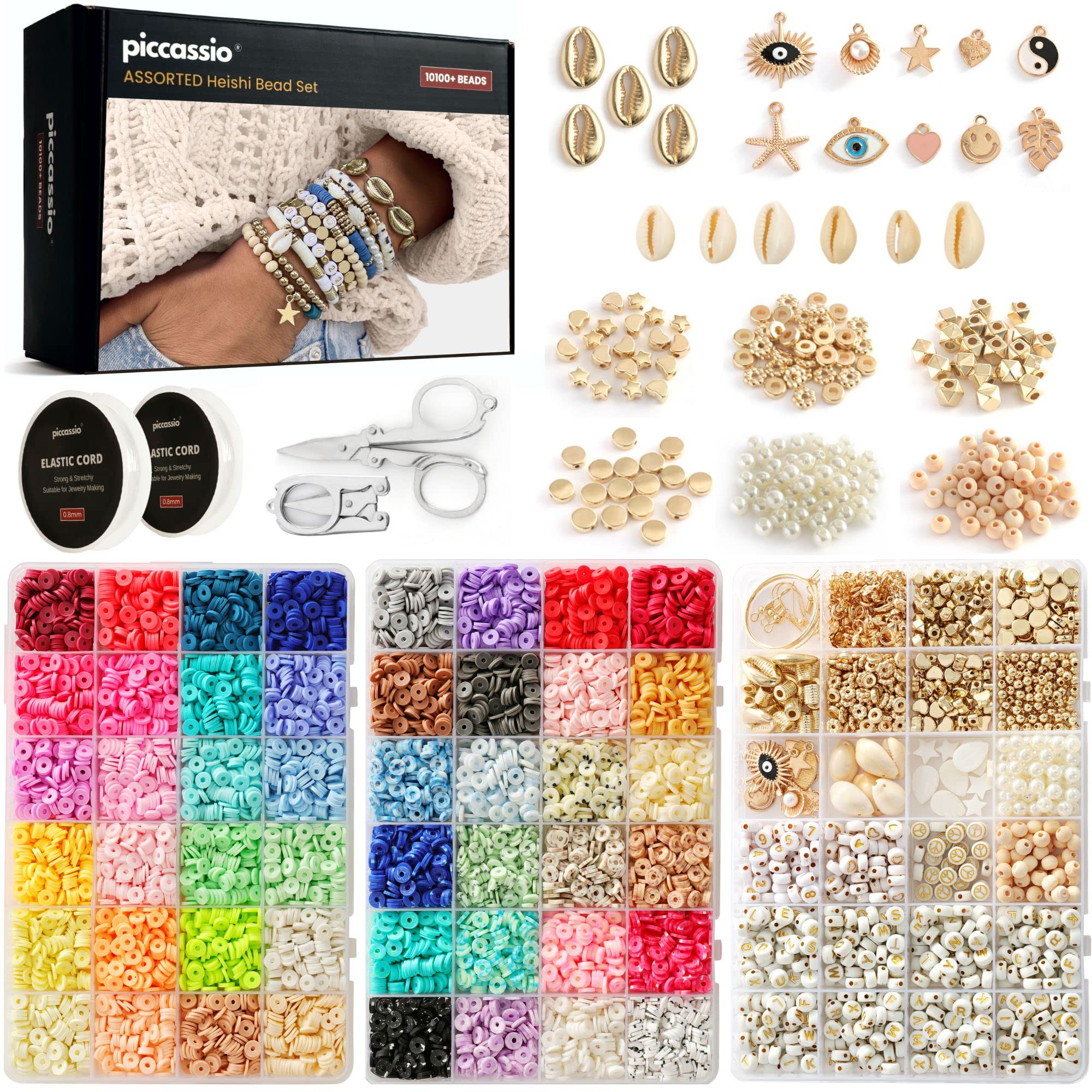 ANDYKEN Beads for Kids Crafts - Jewelry Making Kits Colorful Acrylic Girls  Bead Set Jewelry Crafting Set DIY Bead Jewelry Making Kit for Kids Girls