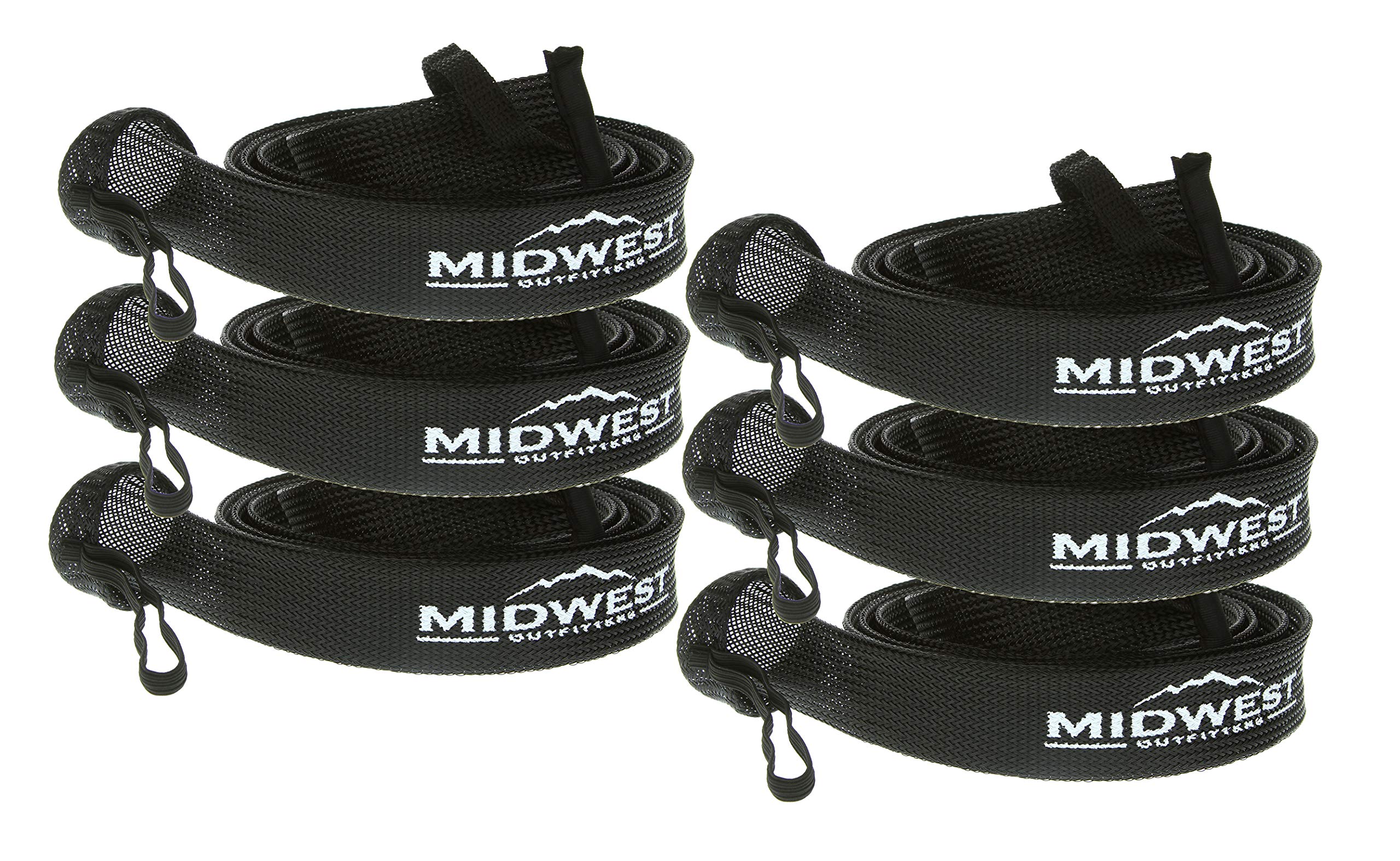 Midwest Outfitters Rod Socks Fishing Rod Sleeve Cover -6Pack- Rod Sock  Fishing Pole Covers for Spinning Baitcaster Fishing Pole Sizes - Rod Cover  Comes in Multiple Sizes and Colors Black Baitcast 6'6-7'6