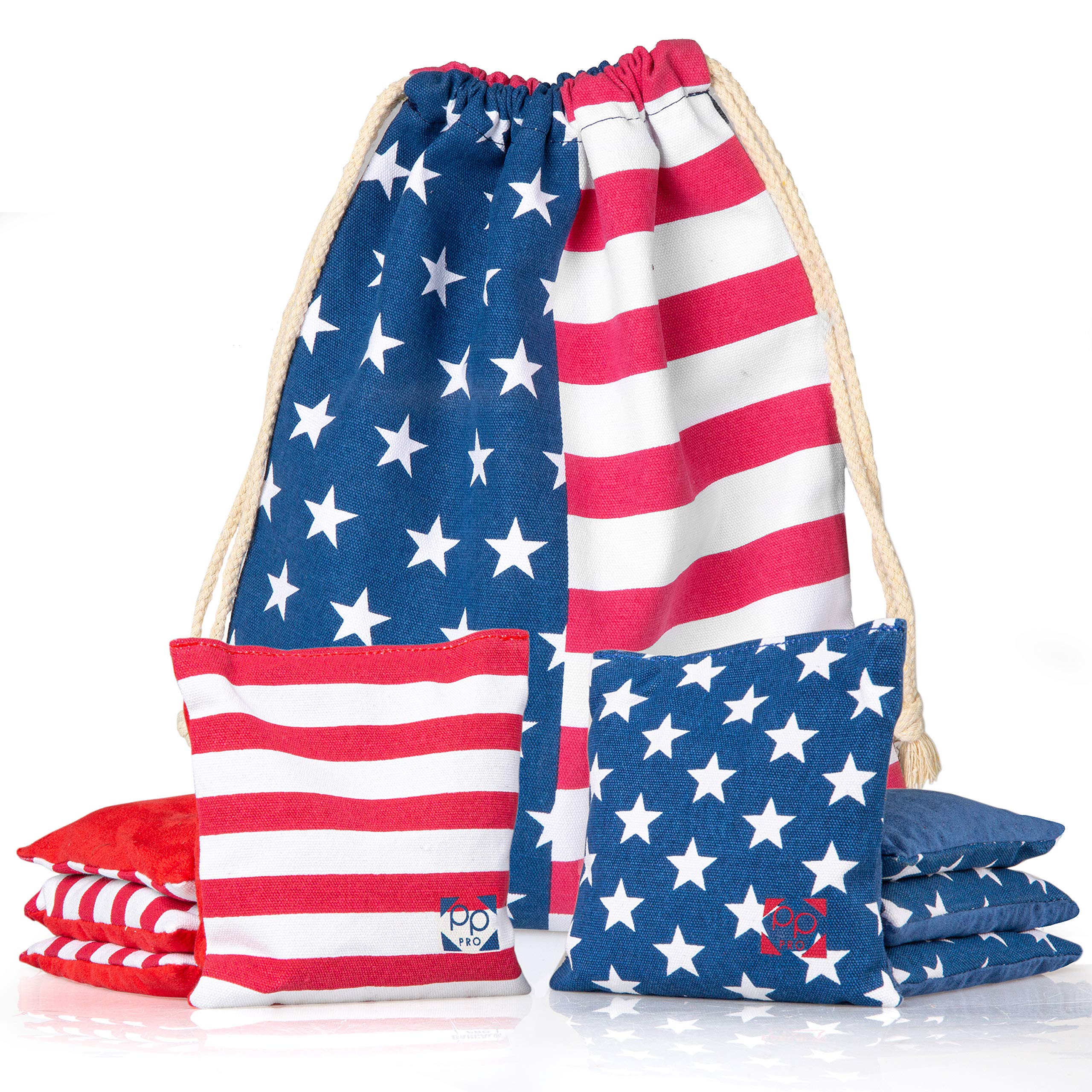 Weather Resistant Cornhole Bags - Set of 8 Bright American Flag Bean Bags  for Corn Hole Game - Regulation Size & Weight - 4 Stars & 4 Stripes :  : Toys & Games