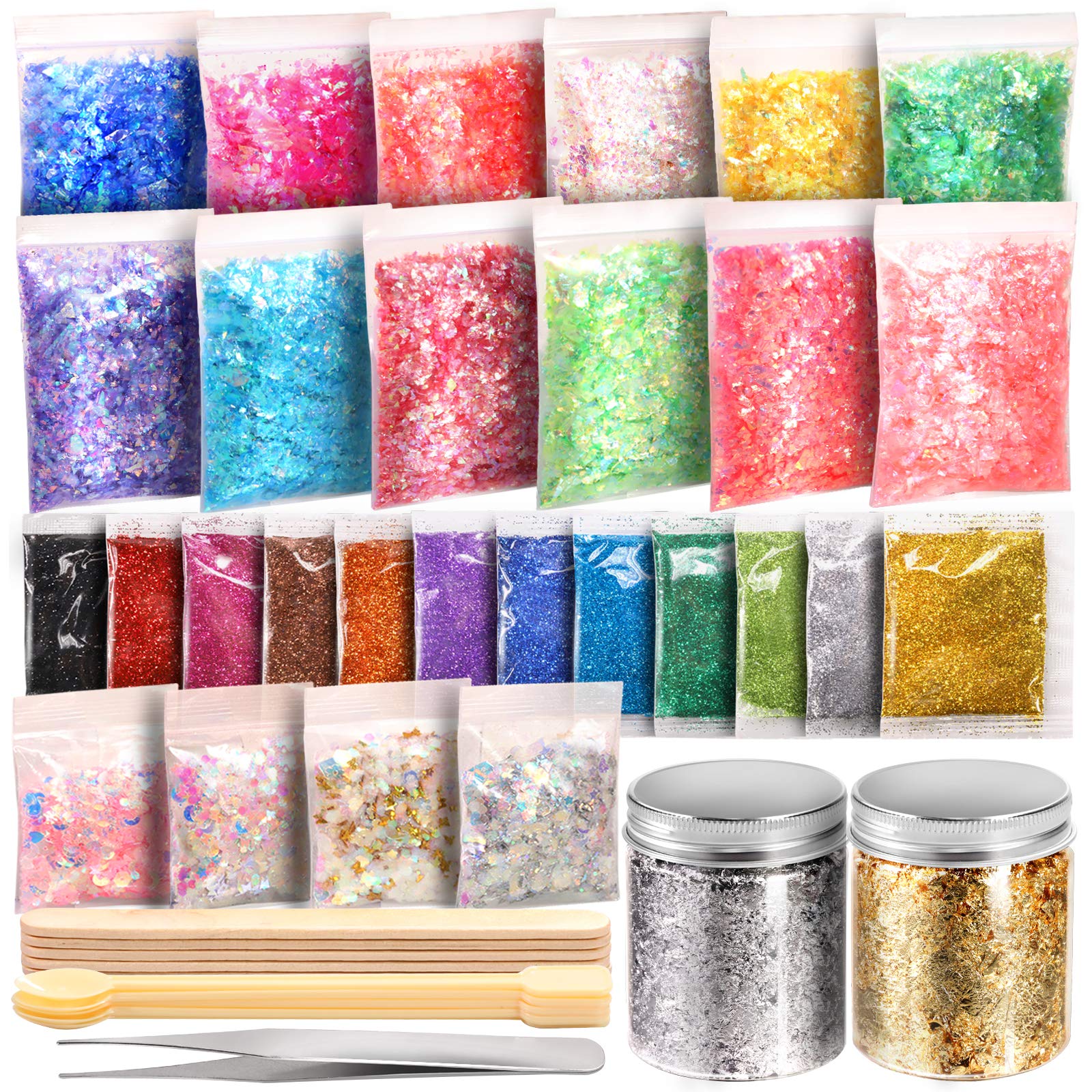 41pcs Resin Supplies Kit, Extra Fine Glitter for Resin, Resin Glitter Flakes Seq
