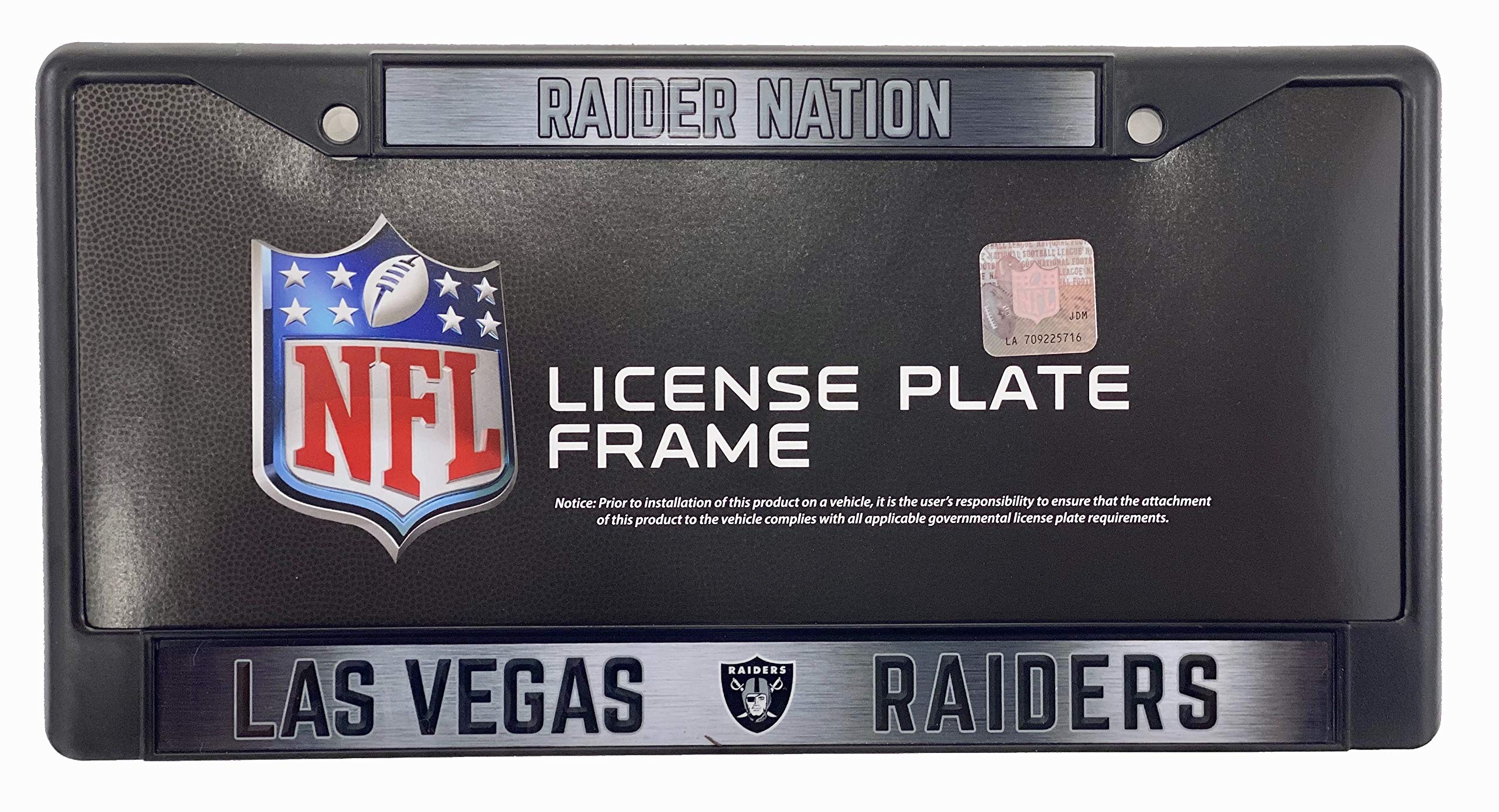 Las Vegas Raiders Premium Black Long Lasting Zinc Alloy NFL License Plate  Frame – 2 Screw Tag Holder with Highlighted Team Pride and Team Cheer 