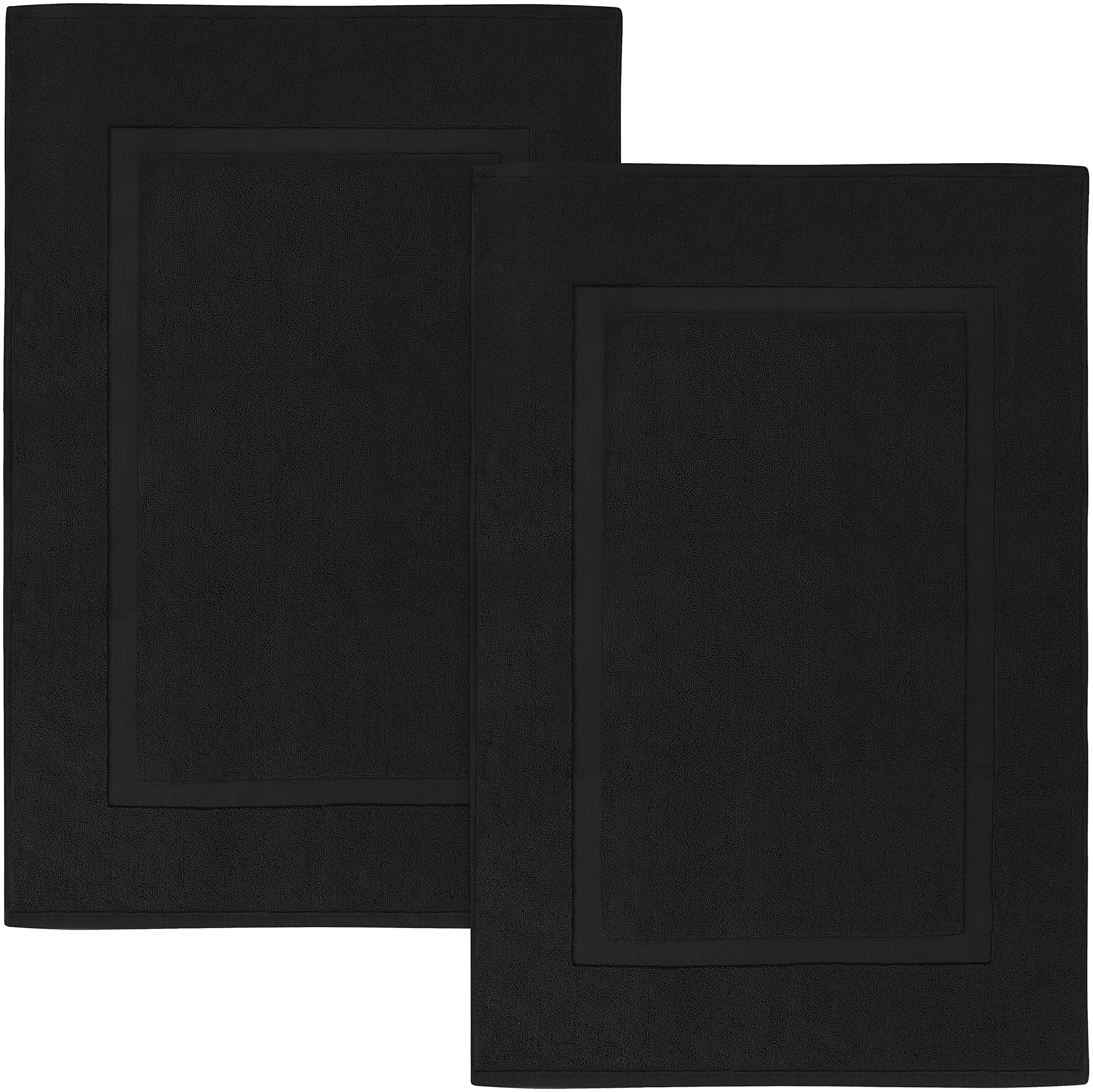 Utopia Towels Cotton Banded Bath Mats, Black, Not a Bathroom Rug, 21 x 34  Inches, 100% Ring Spun Cotton - Highly Absorbent and Machine Washable Shower  Bathroom Floor Mat (Pack of 2) 2 Pack Black