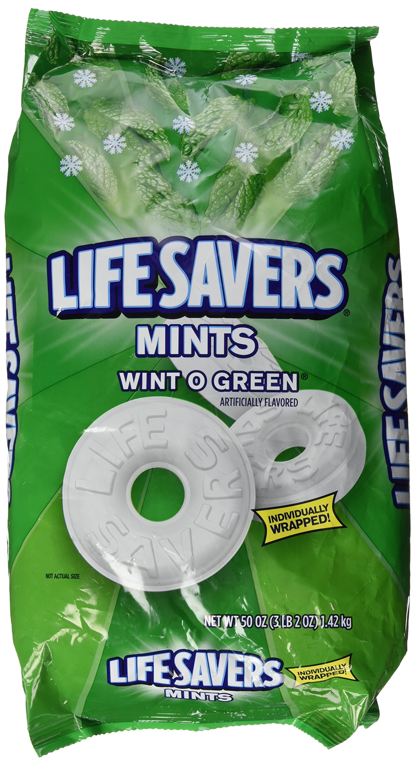 LIFESAVER 21524 Wint-O-Green Hard Candy 50oz Bag - Refreshing Mint Flavor