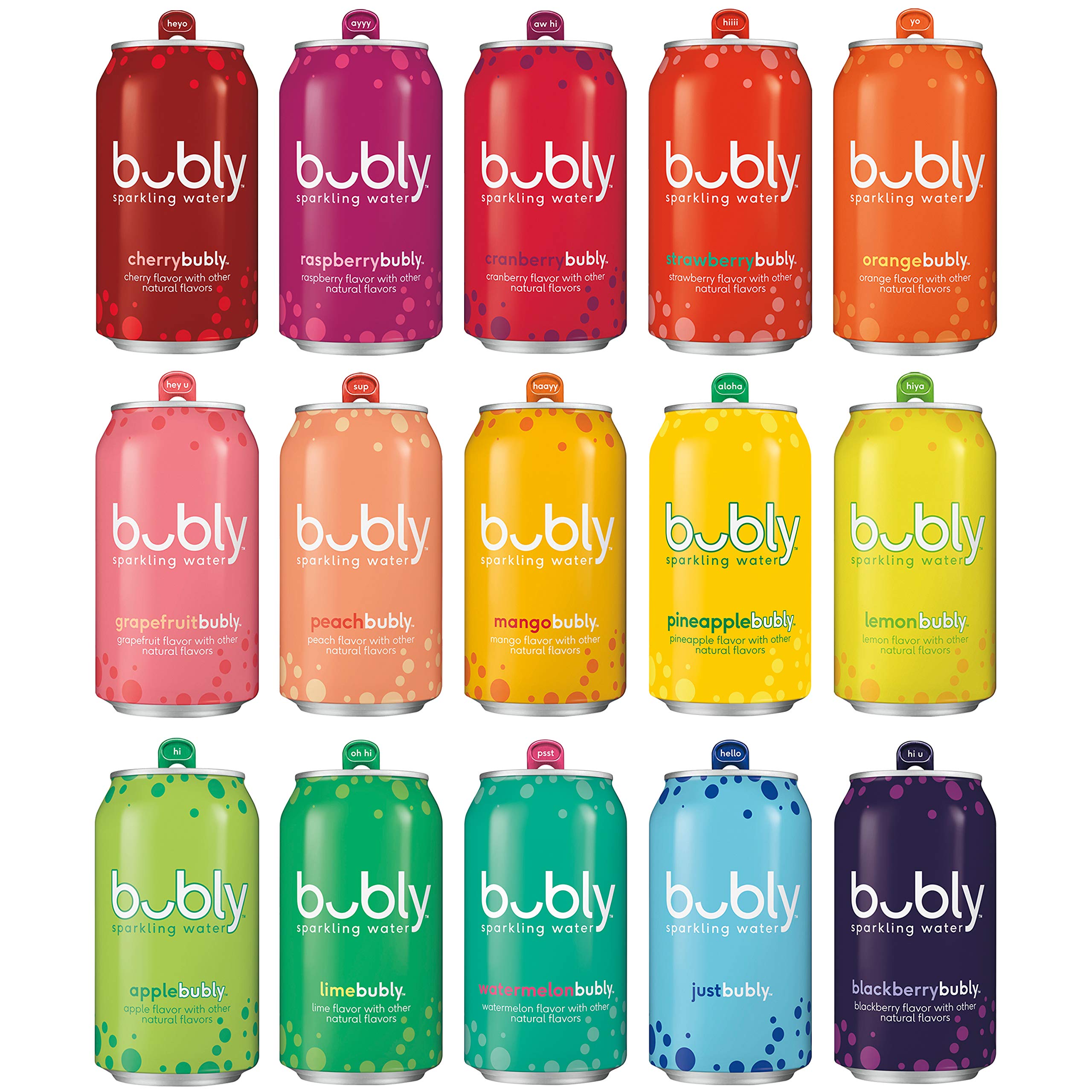 Bubly Sparkling Water 15 Flavor Sampler 12 Fl Oz Cans 18 Pack Blue