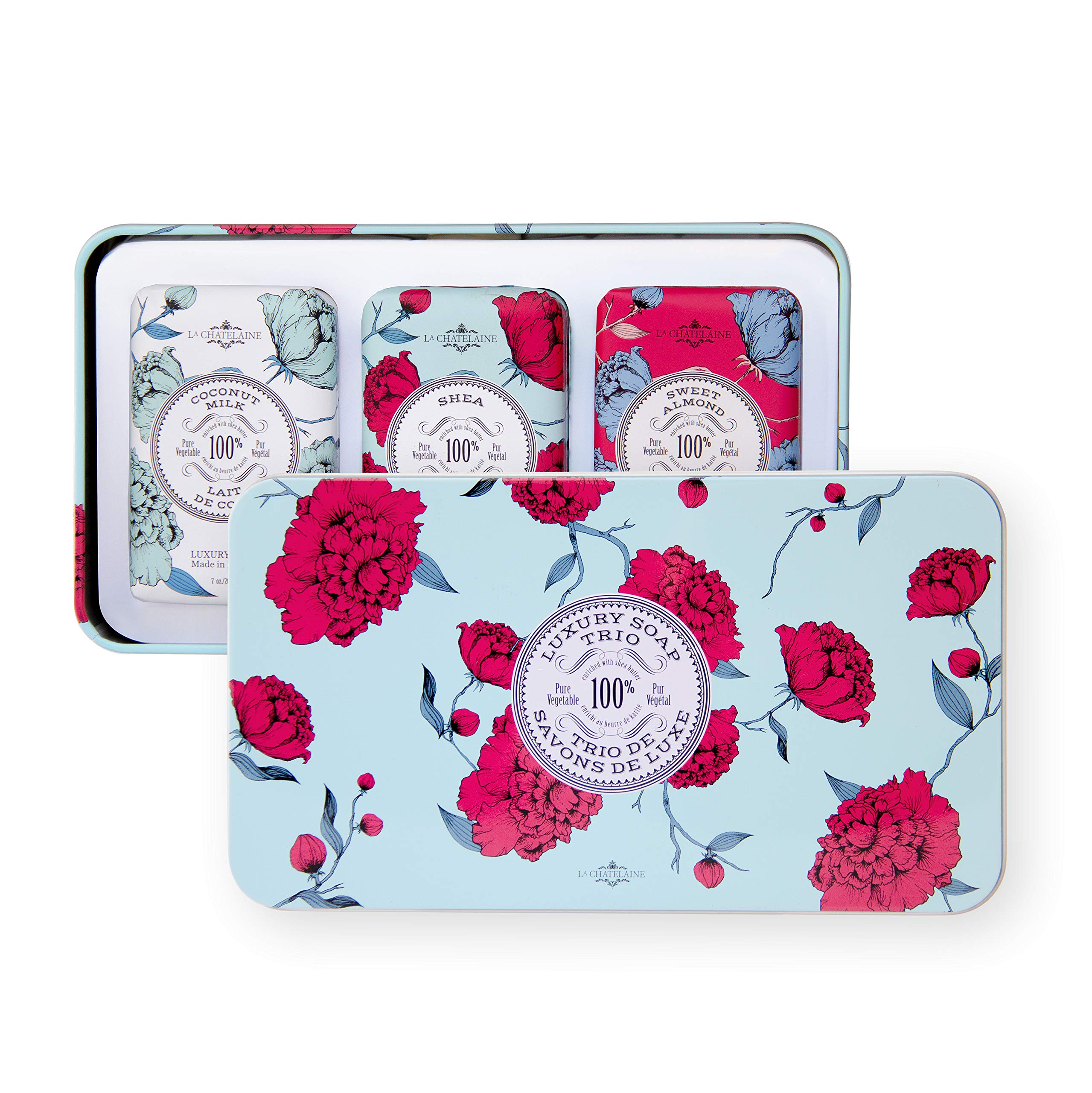 La Chatelaine Luxury Bar Soap Trio Gift Set Tin | Natural Shea Butter ...