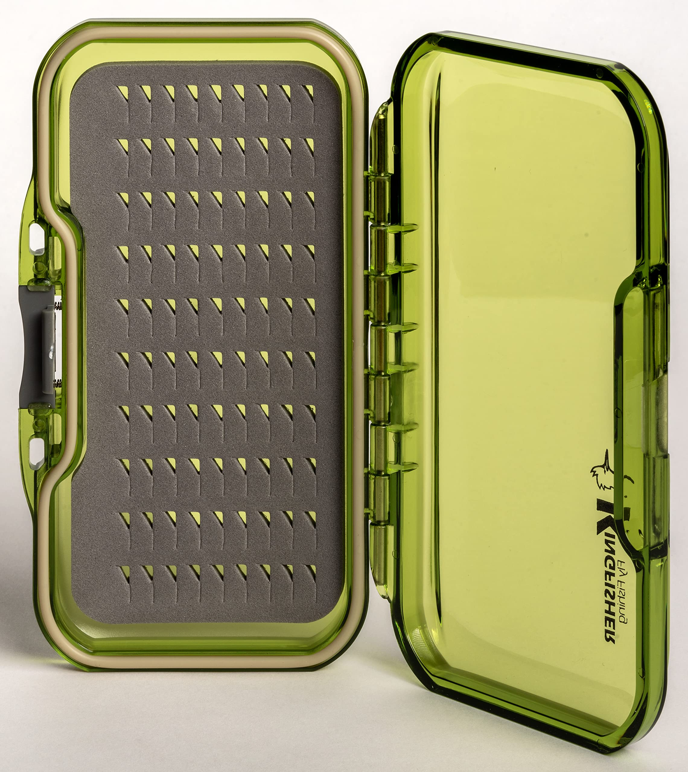 Kingfisher Fly Fishing Waterproof Fly Box with Spring Loaded Lid