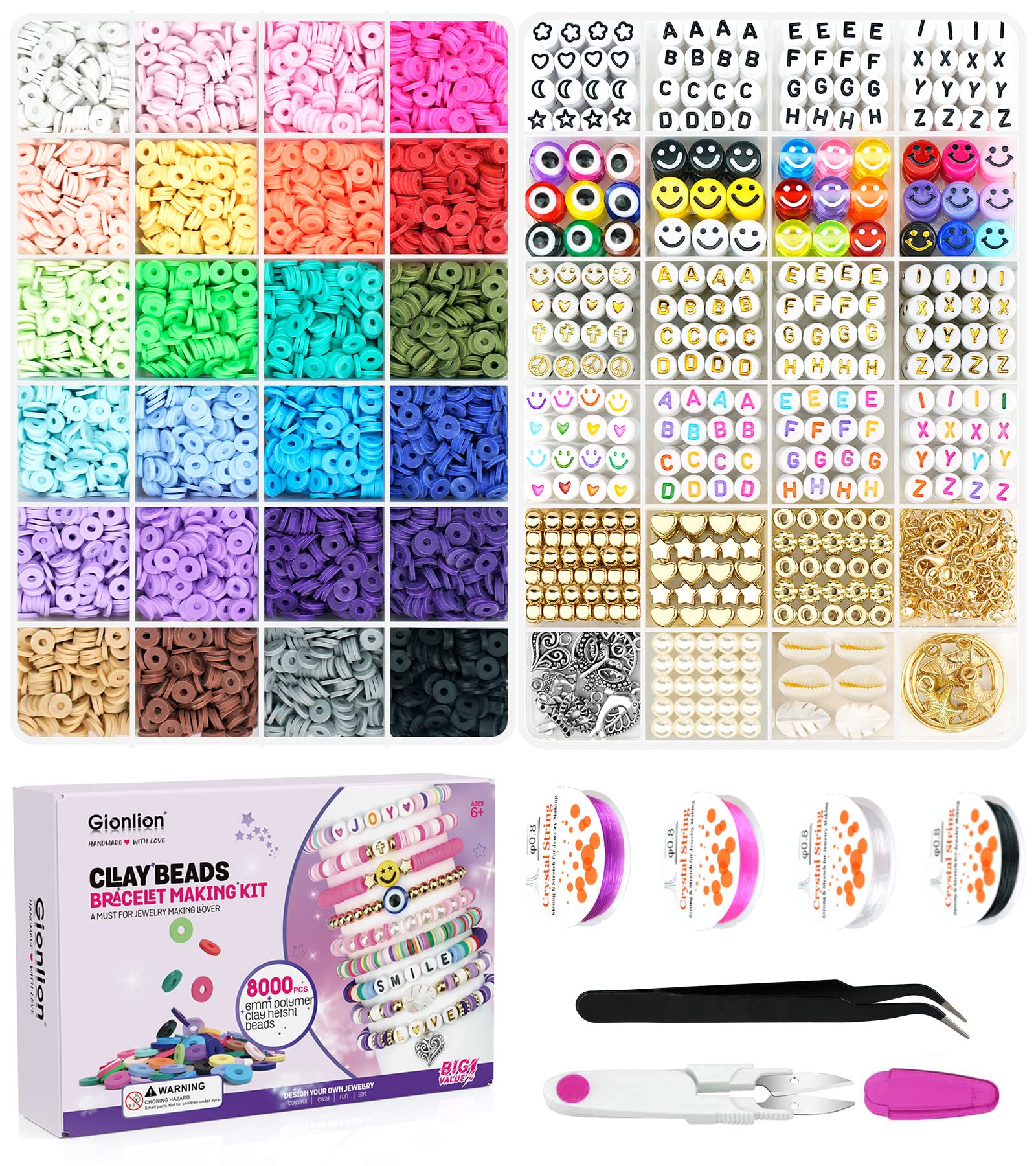 Polymer Clay Beads Bracelet Kit: 20 Colors Flat Germany