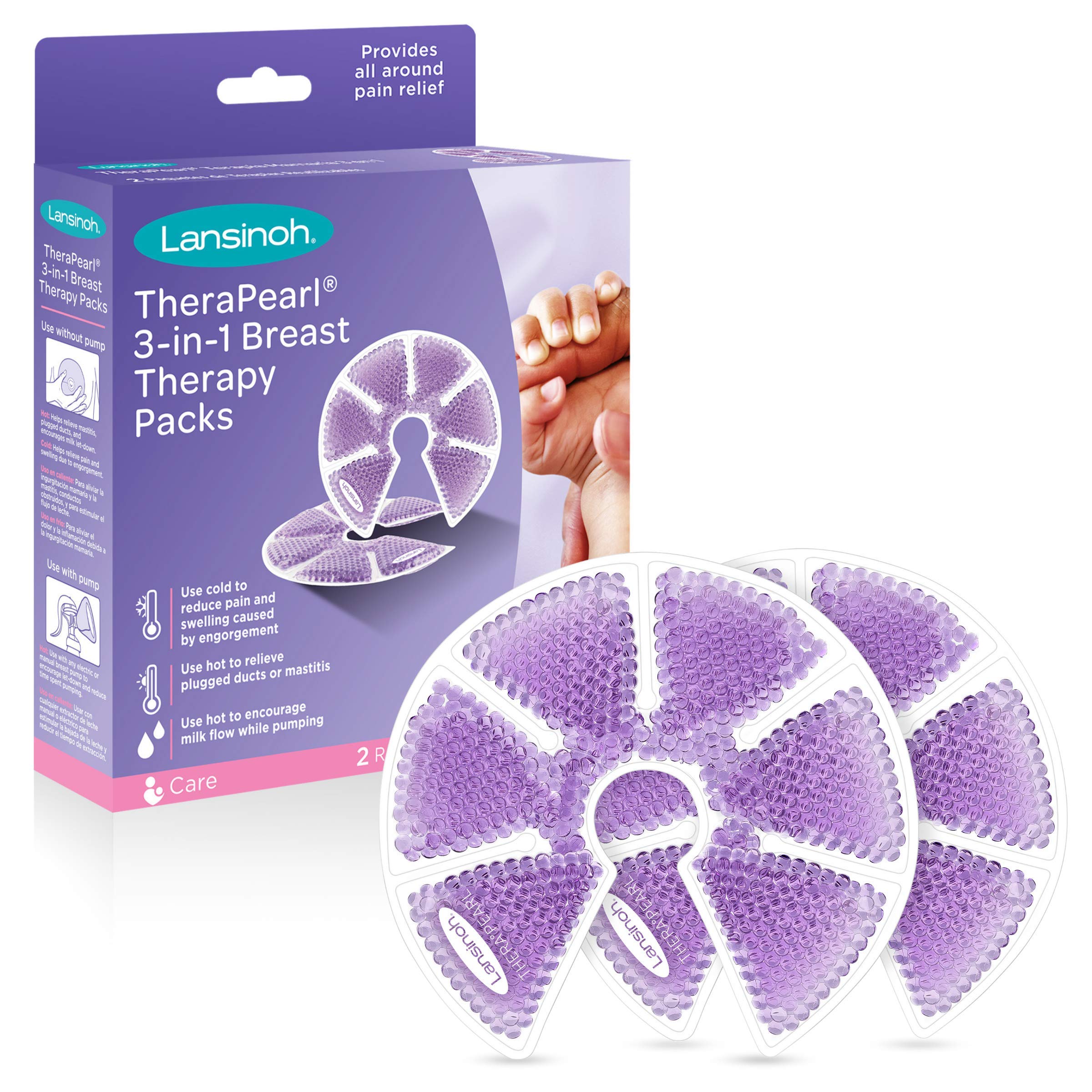 Lansinoh TheraPearl 3-in-1 breast therapy 2 reusable packs, NIB