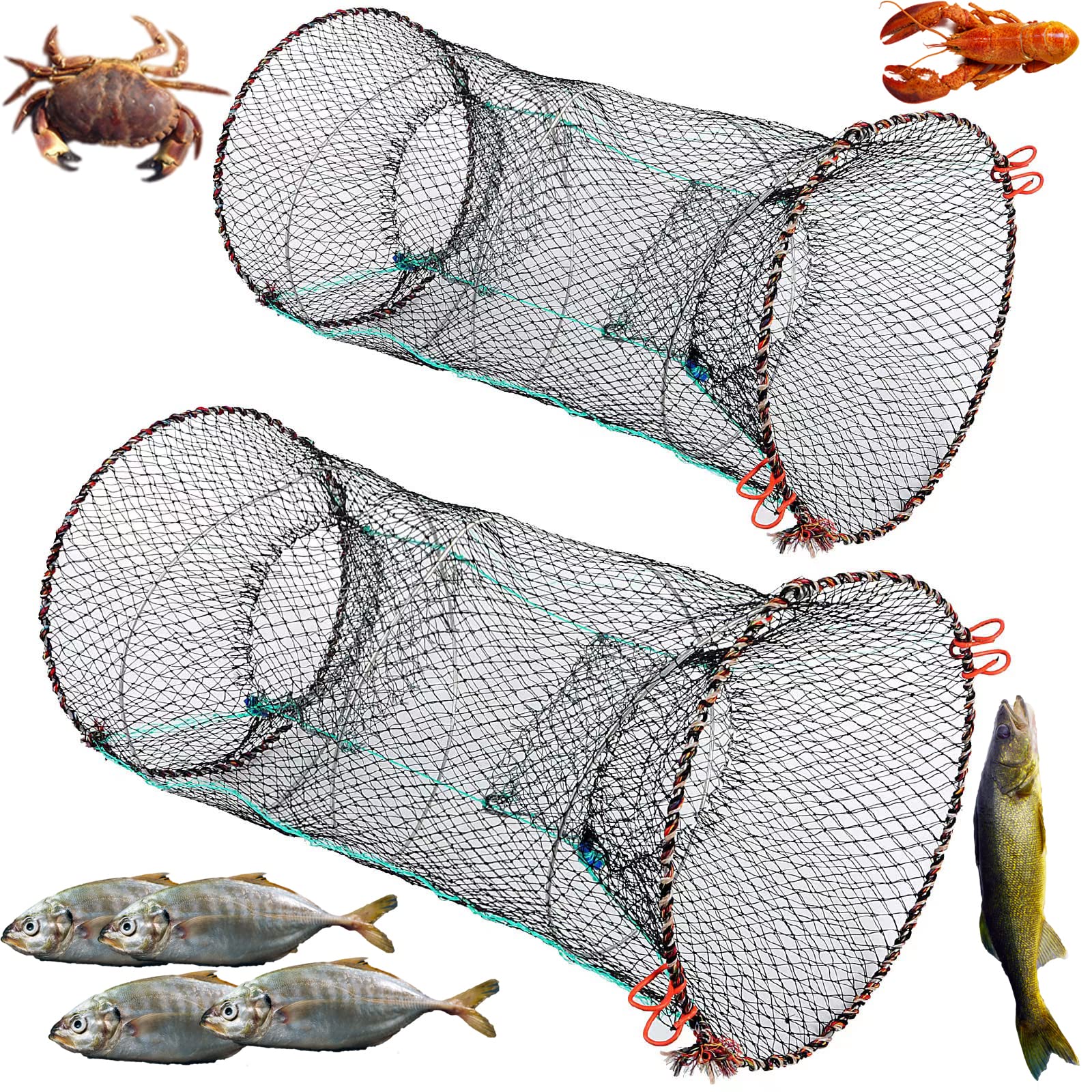 Minnow Trap Crawfish Trap Minnow Trap 4822Cm Folding Fishing Net Catch Crab  Shrimp Minnow Fishing Bait Trap Cast Dip Net Nylon Network Cage Bait Net  Crab Pot Bait Trap, Nets 
