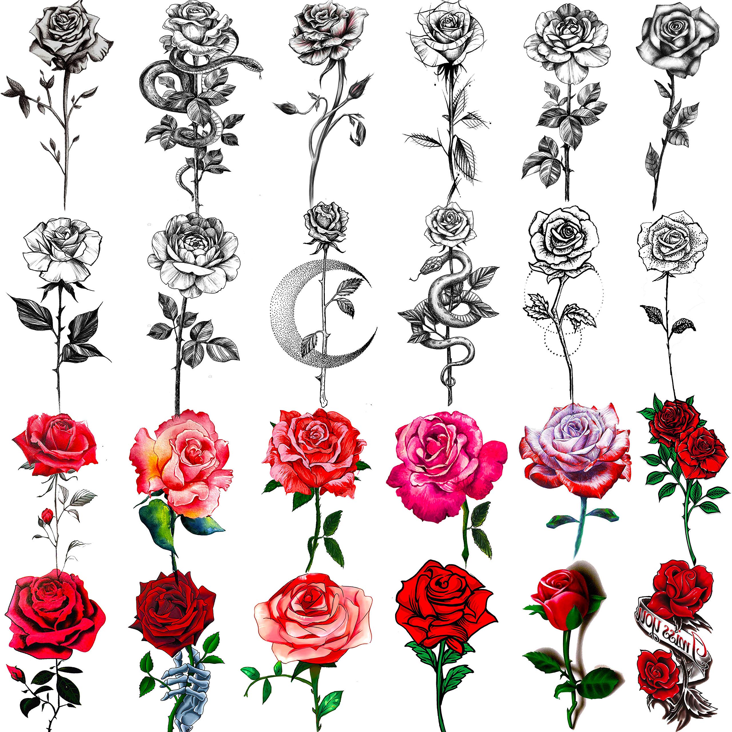 Rose American Traditional Temporary Tattoo by Toddler Tattoos