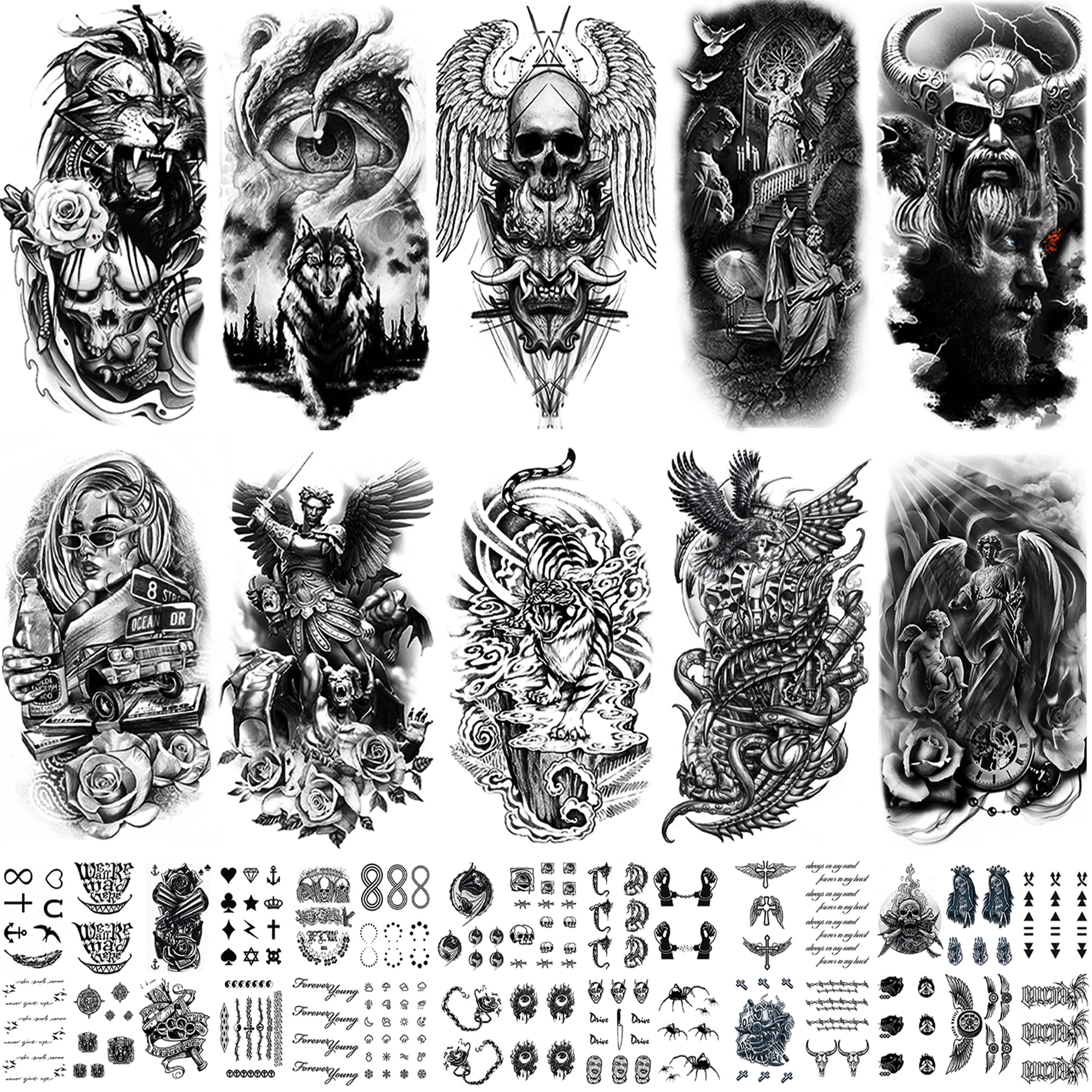 Skull Crowned With Horns and Intricate Design Best temporary Tattoos|  WannaBeInk.com