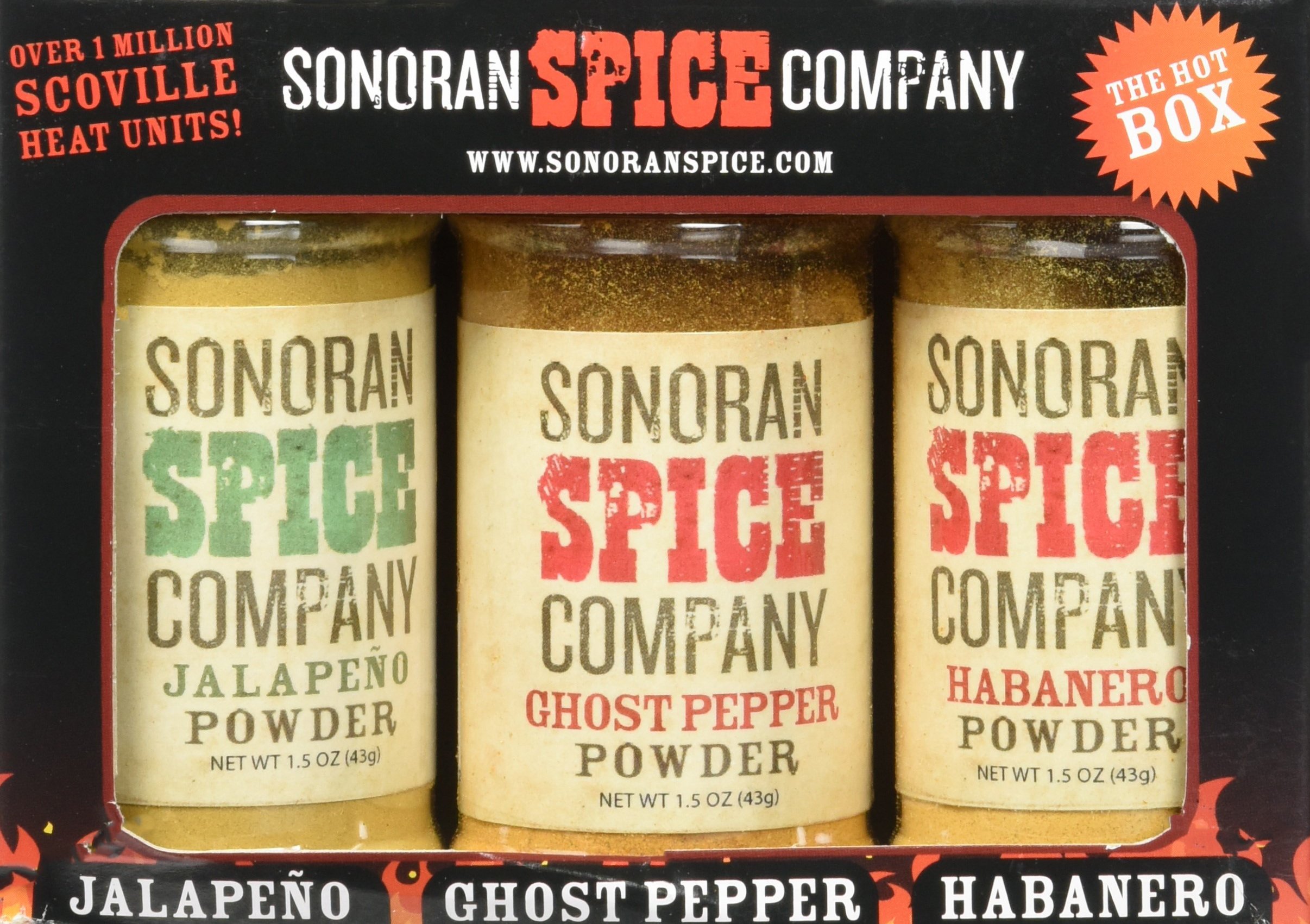 Sonoran Spice Carolina Reaper, Trinidad Scorpion, Ghost Pepper 1 oz Flakes Gift Box