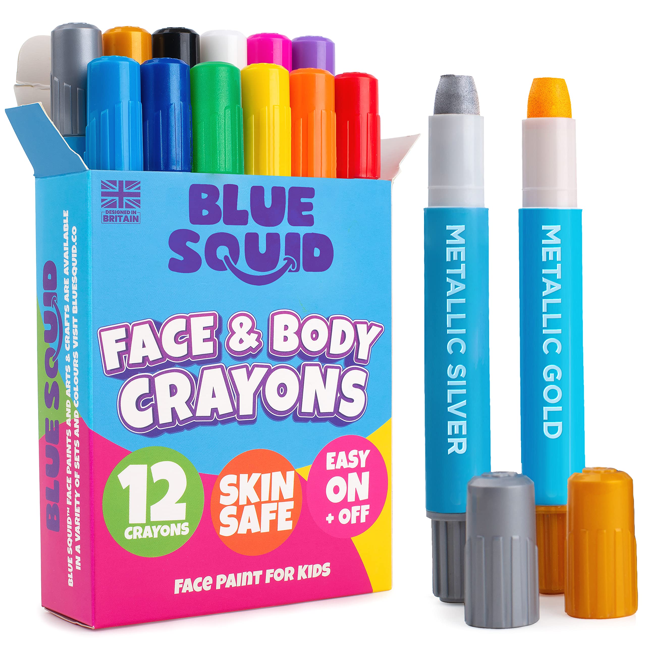 Face Painting Kits for Kids - Blue Squid 12 Color Twistable Face Paint  Marker Sticks, Water Based Face Paint Crayons Kit