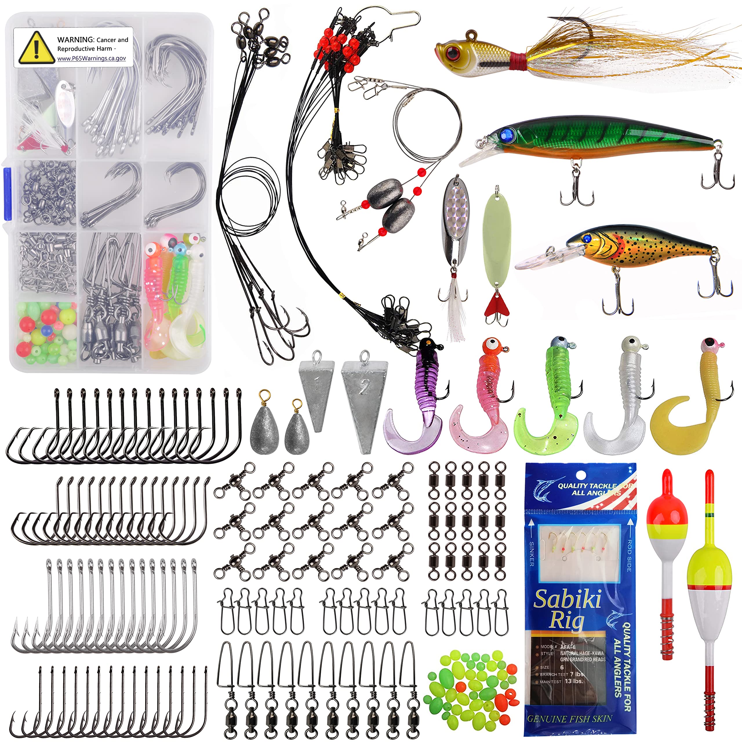  Fishing Lures Tackle Box Bass Fishing Kit,Saltwater and  Freshwater Lures Fishing Gear Spinnerbaits, Plastic Worms, Jigs, Topwater  Lures, Tackle Box : Sports & Outdoors