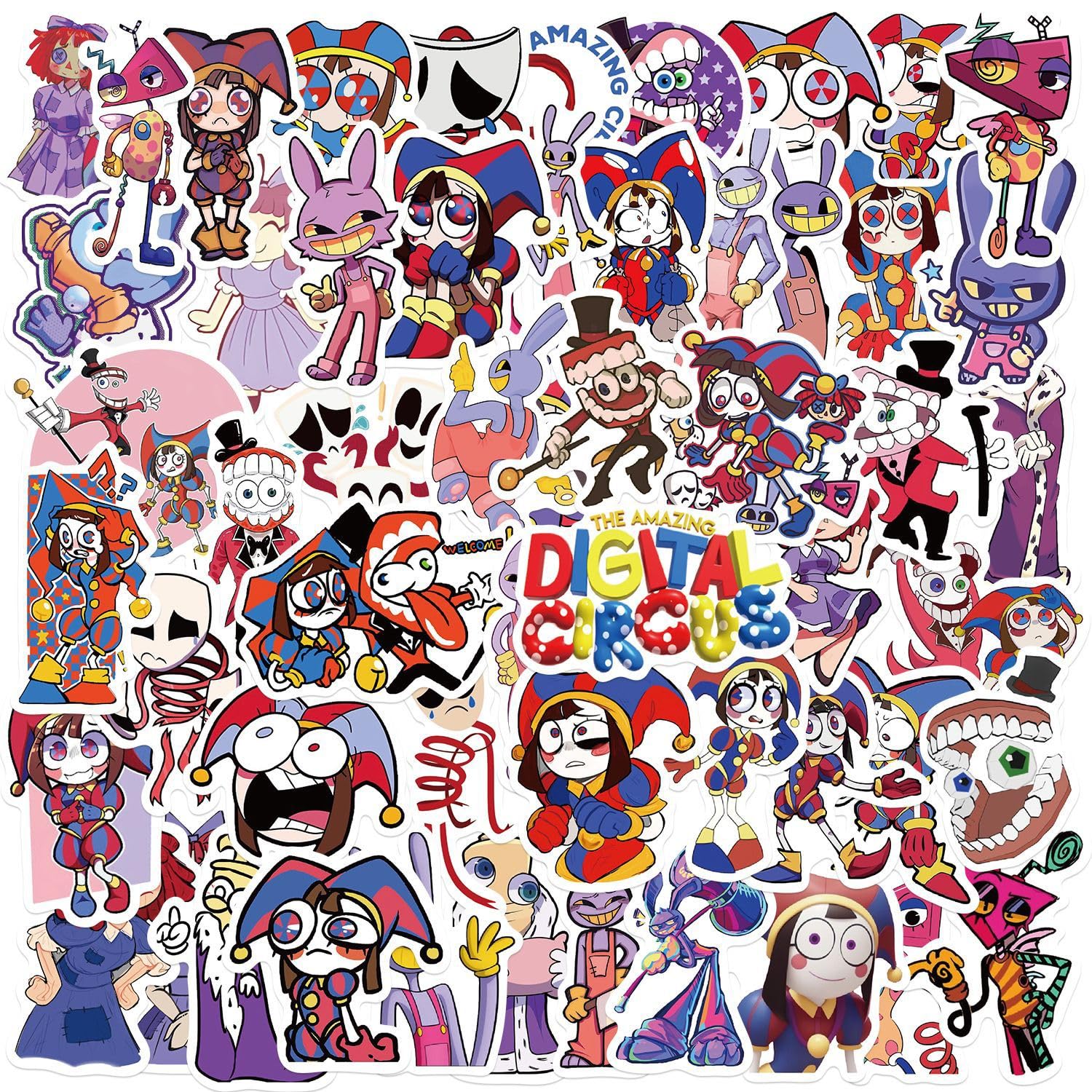 Amazing Digital Circus Sticker for Kids 56Pcs Cute Cartoon Characters  Sticke Waterproof Vinyl Sticker for Water