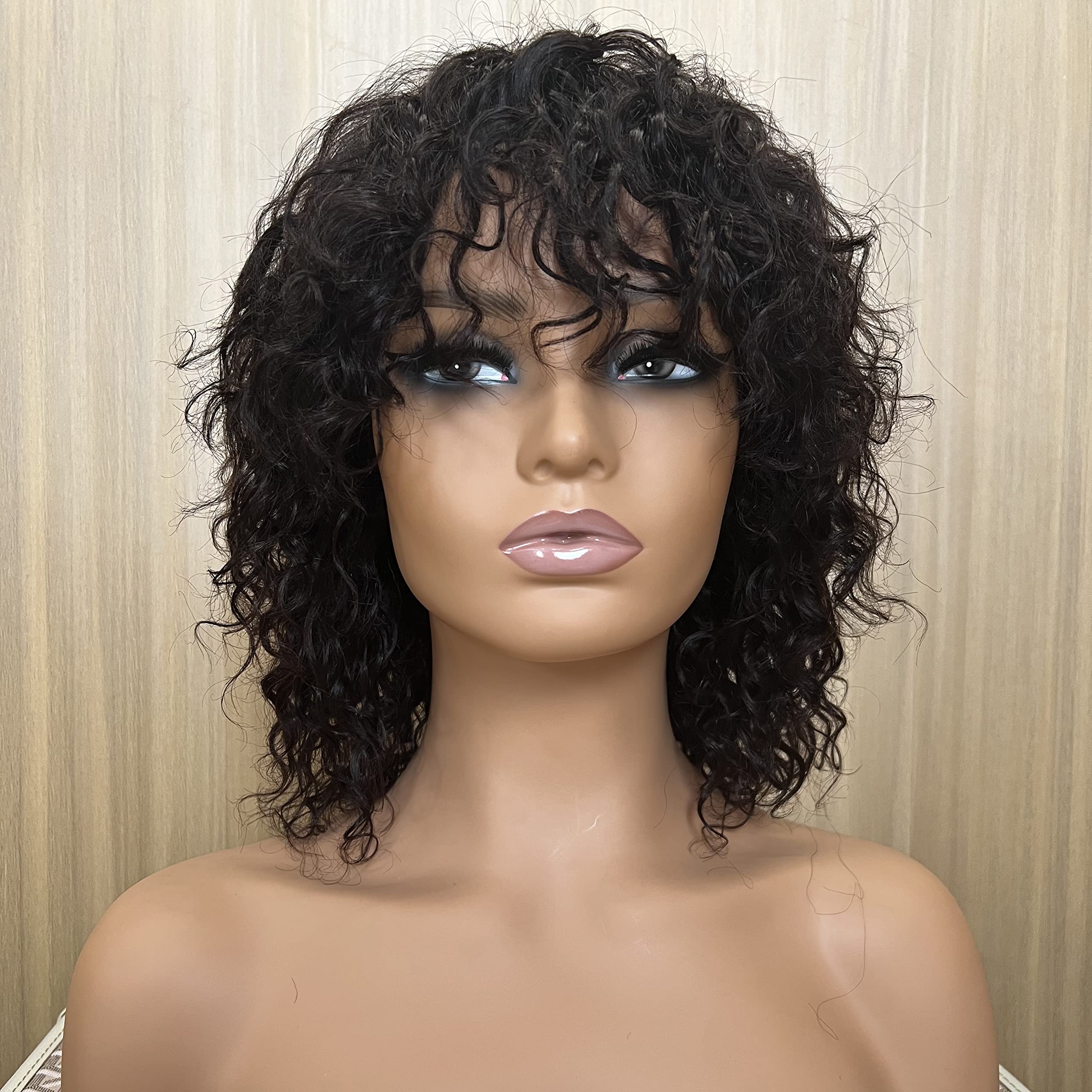 FULEISI 12inch short water wave 100 brazilian virgin human hair