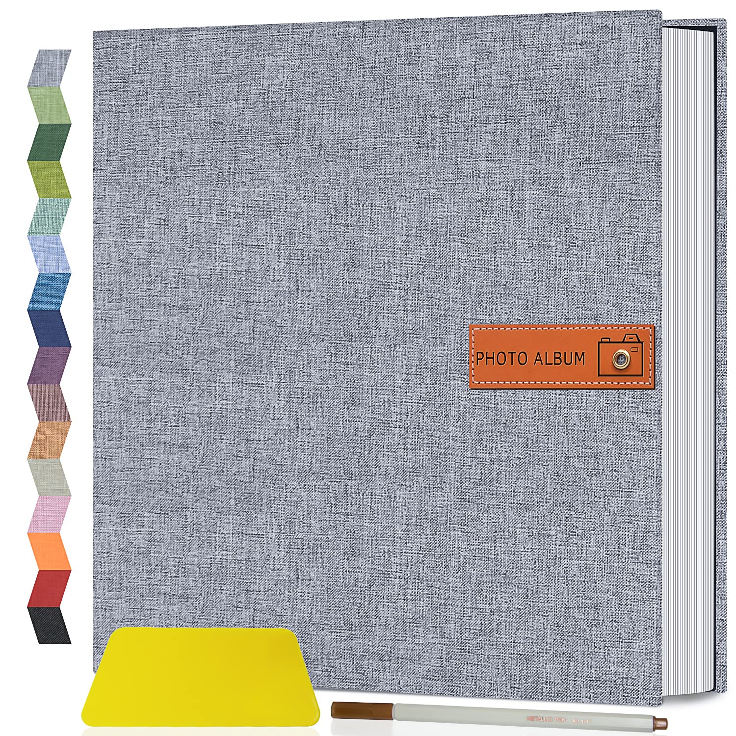 DIY Hardcover Scrapbook Photo Album (Grey, 11 x 10.6 Inches