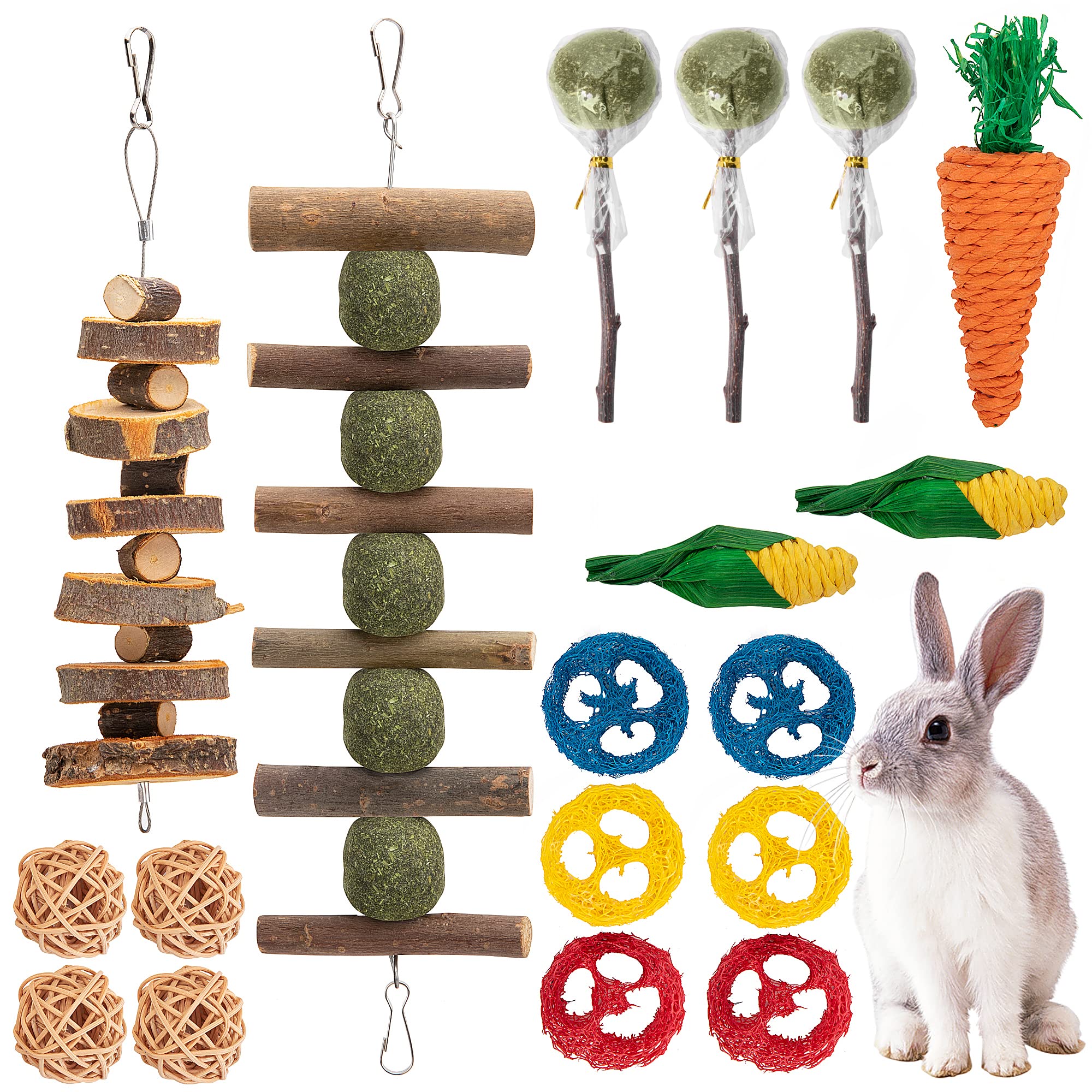 Rabbit Chew Toys, Hamster Chew Toys Set, Natural Bunny Chew Toys, Small  Pets Teeth Care Molar Exercise Bunny Toys for Rabbits, Guinea Pig, Hamster  and