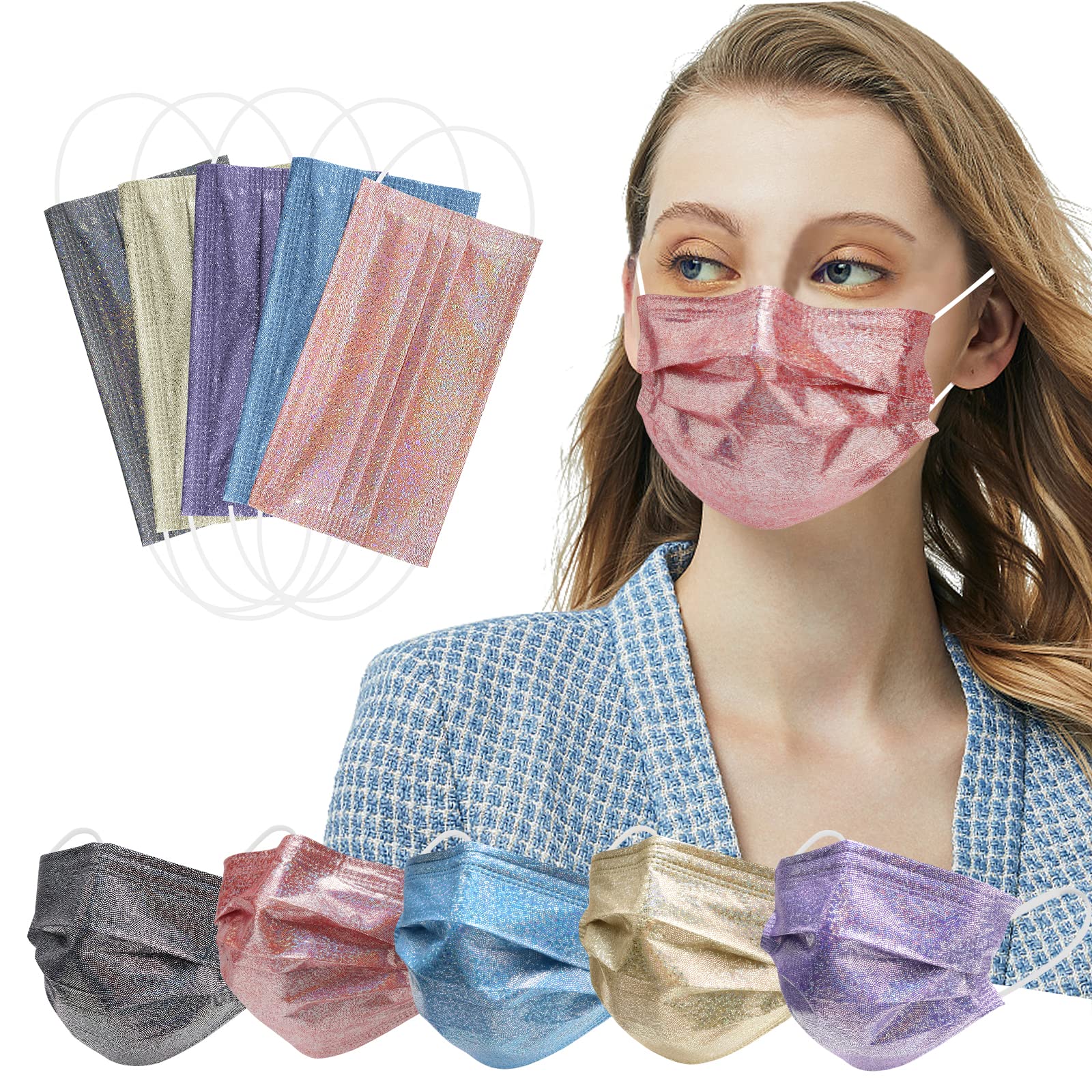 50PC Solid Disposable Face_Mask For Adults Women Cute Fashionable