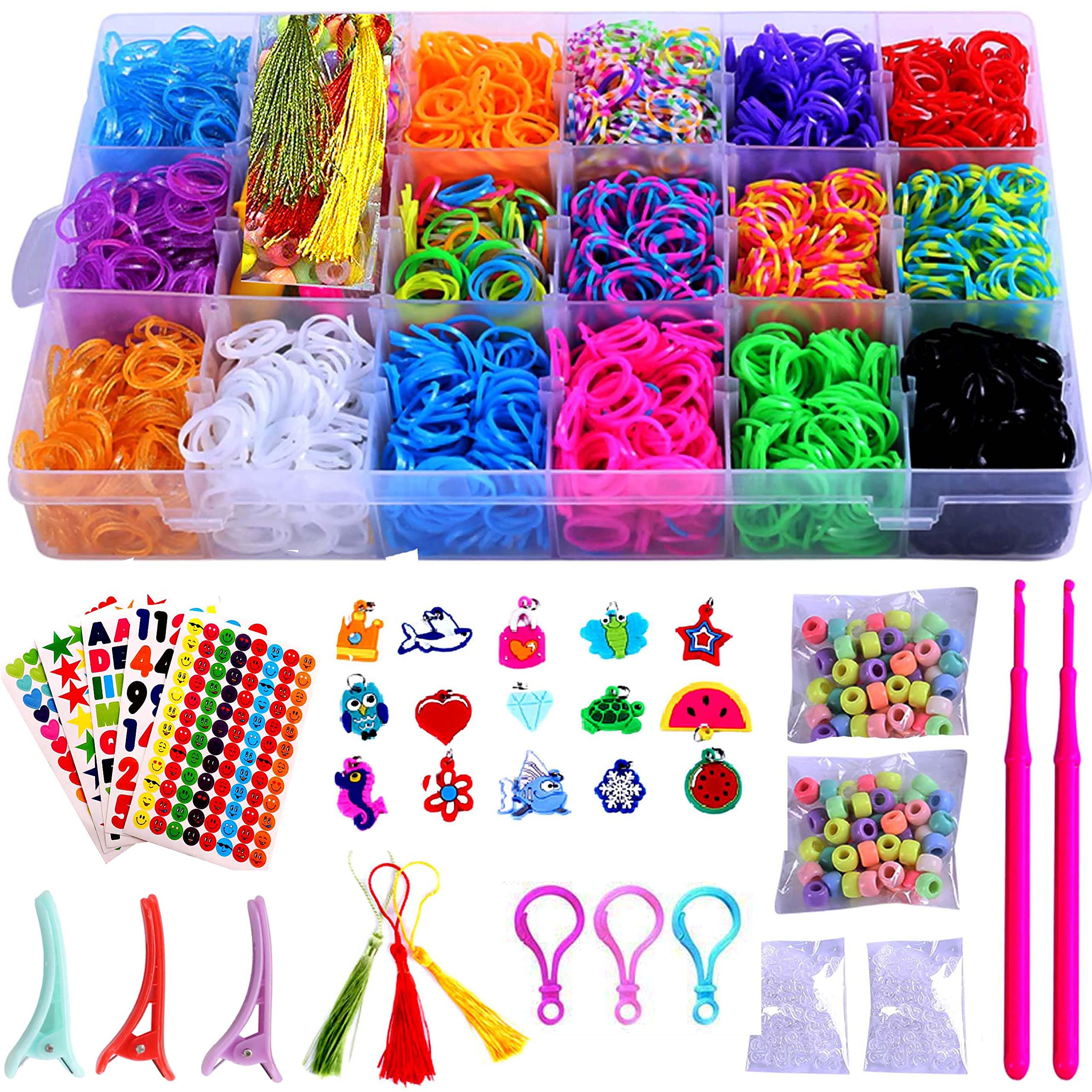 Spare Set For Children's Bracelets 352 Beads Rubber Loom Bands 600 Clips  Creative Diy 5 Looms And 40 Cartoon Pendants