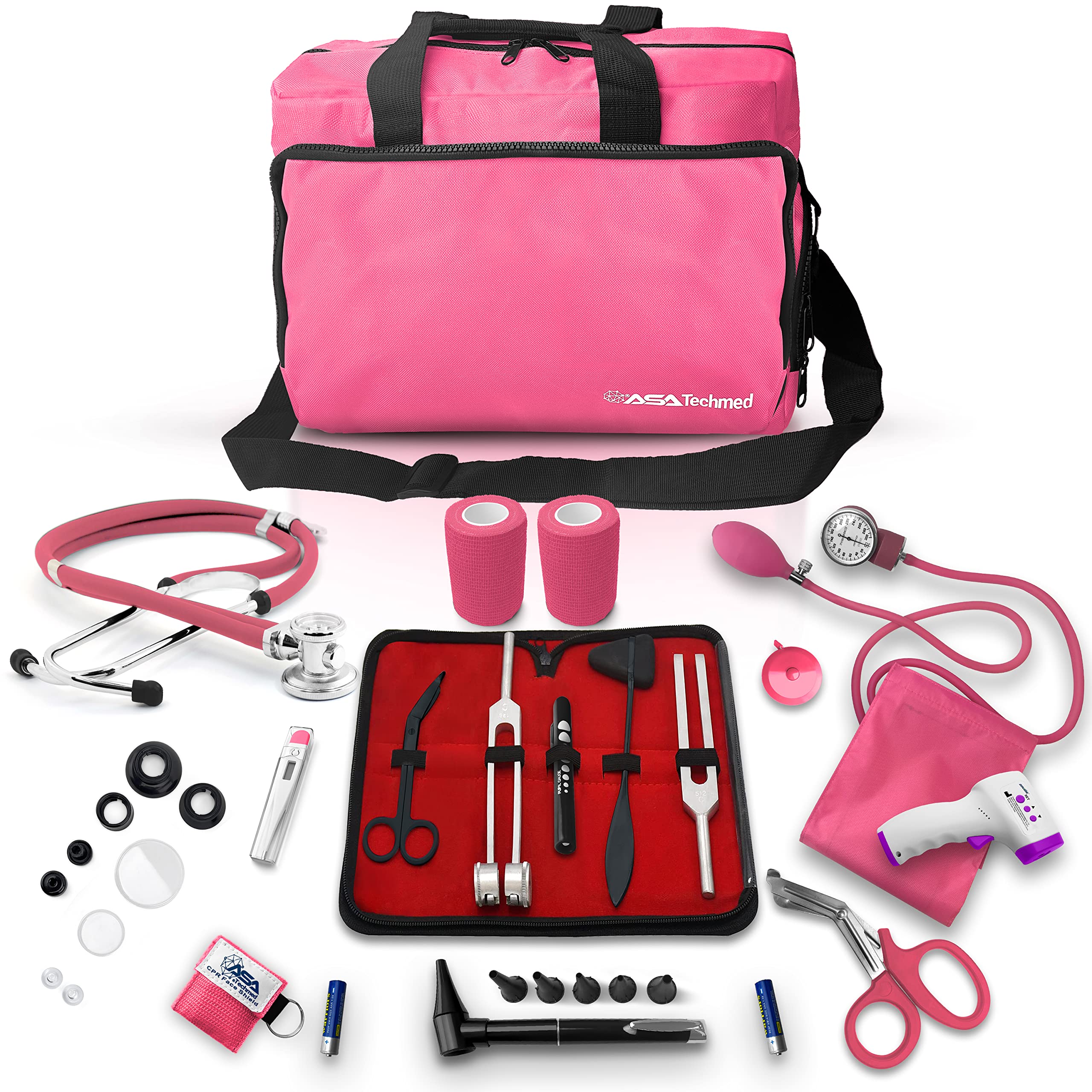 ASA TECHMED Nurse Essentials For Work Starter Kit, Stethoscope, Blood  Pressure Monitor, Otoscope, Tuning Forks And More 18 Pcs Doctor Kit, Nurse  Gift