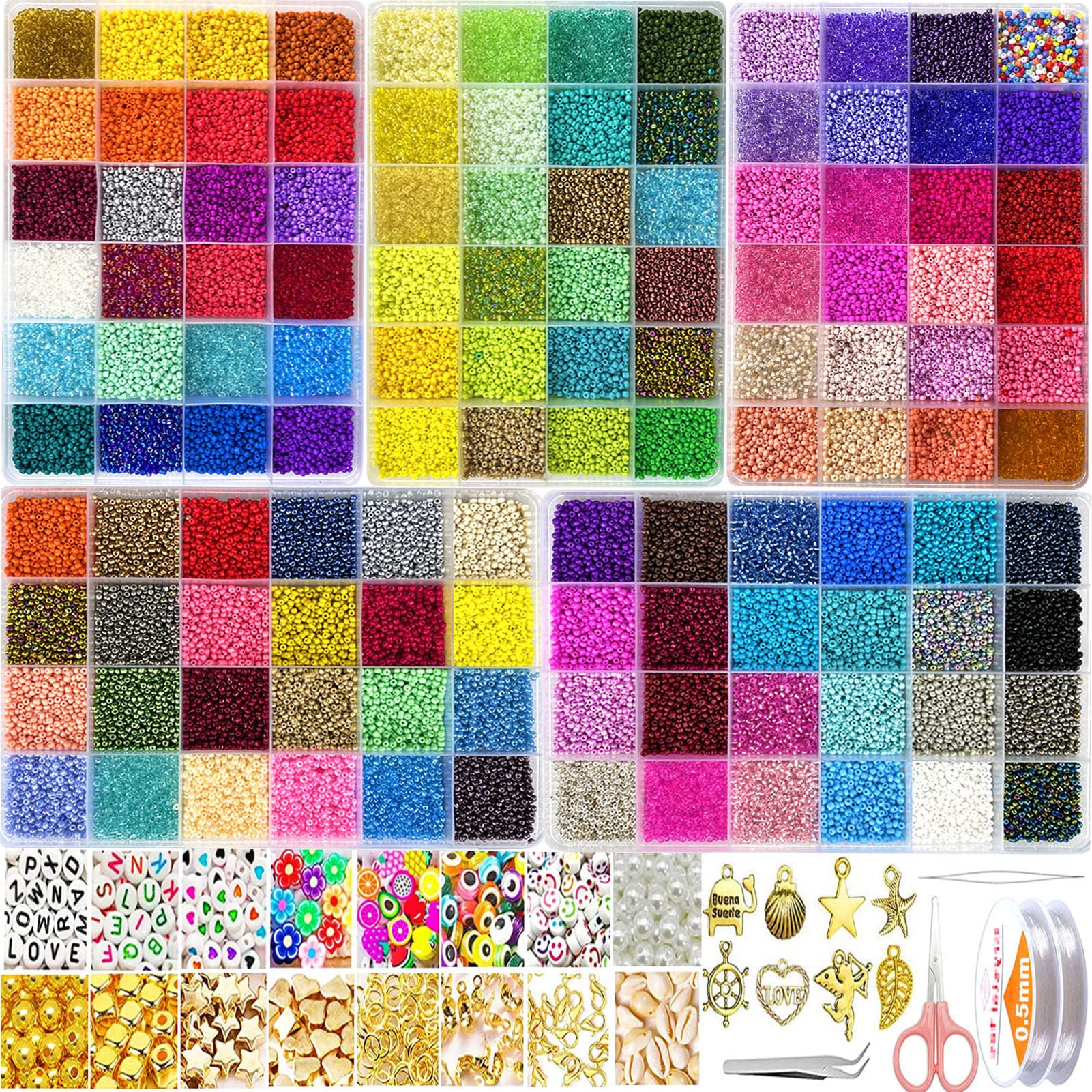 Jewelry Making Kit Glass Seed Beads Supplies Letter Beads Pearl
