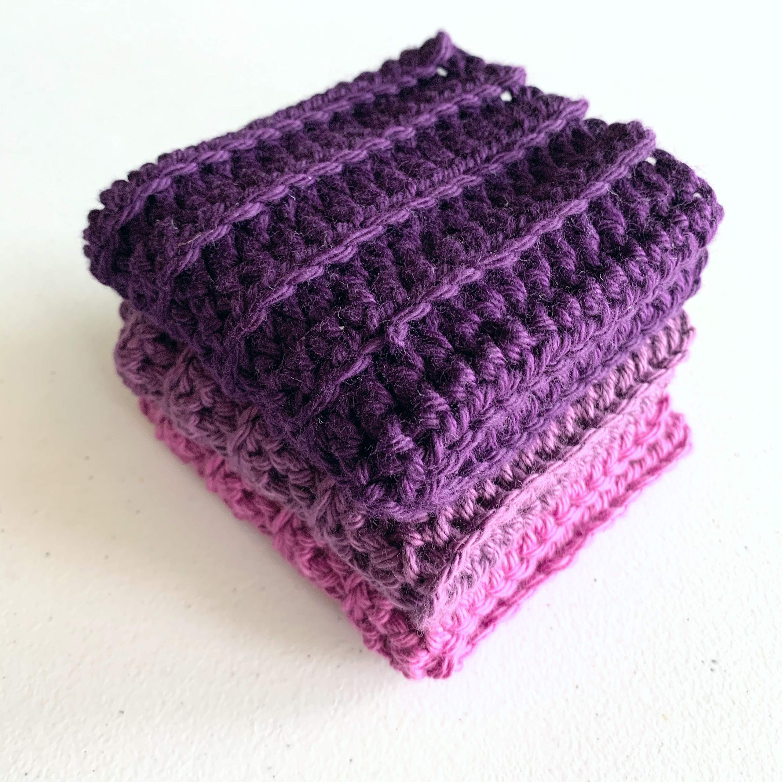 Cotton Knit Dishcloths, Set of 3