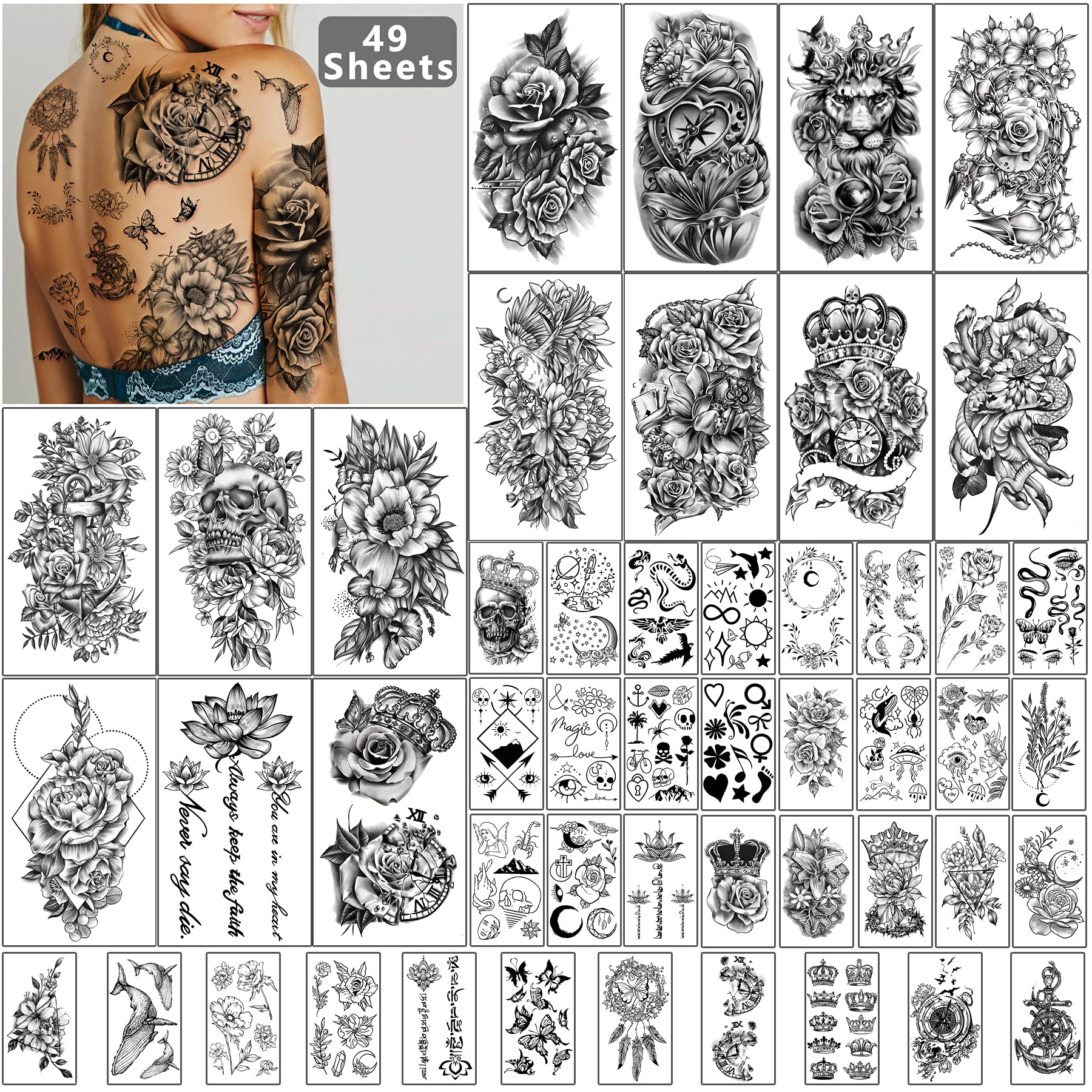 I LOVE BOOBS Temporary Tattoos, Waterproof, A4 Paper, 1 Sheet, 4cm-8cm