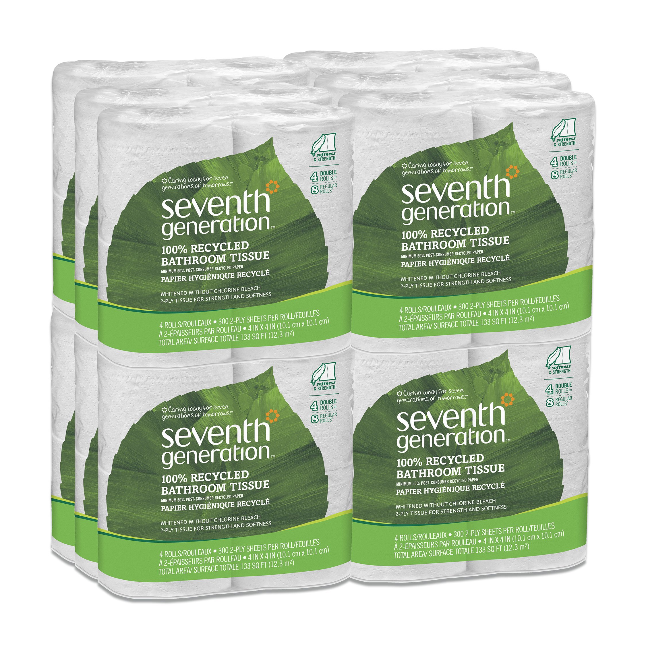 Seventh Generation Bathroom Tissue, 2-ply, 300 Sheets, 4 Count