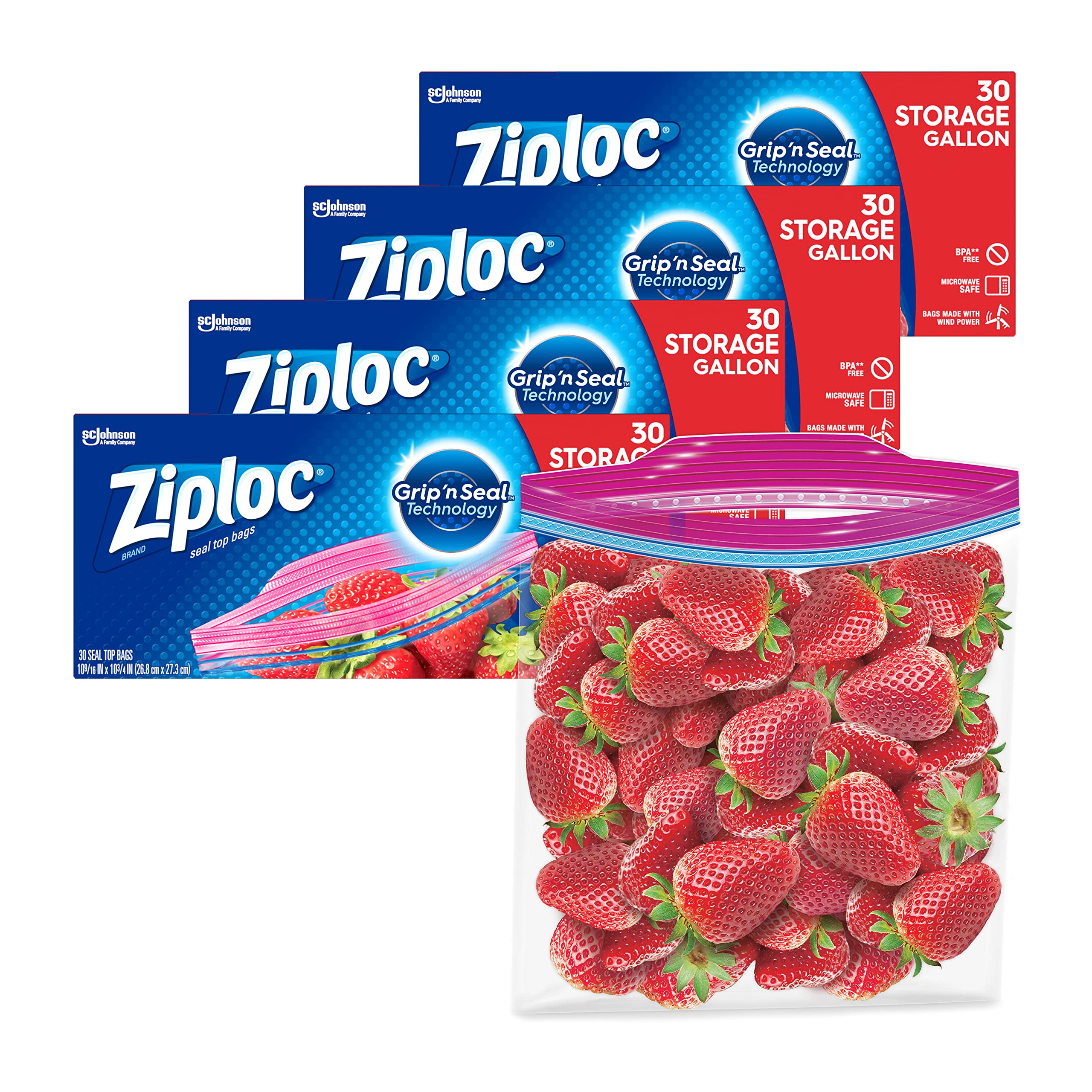 Ziploc® Brand Freezer Bags with Grip 'n Seal Technology, Gallon