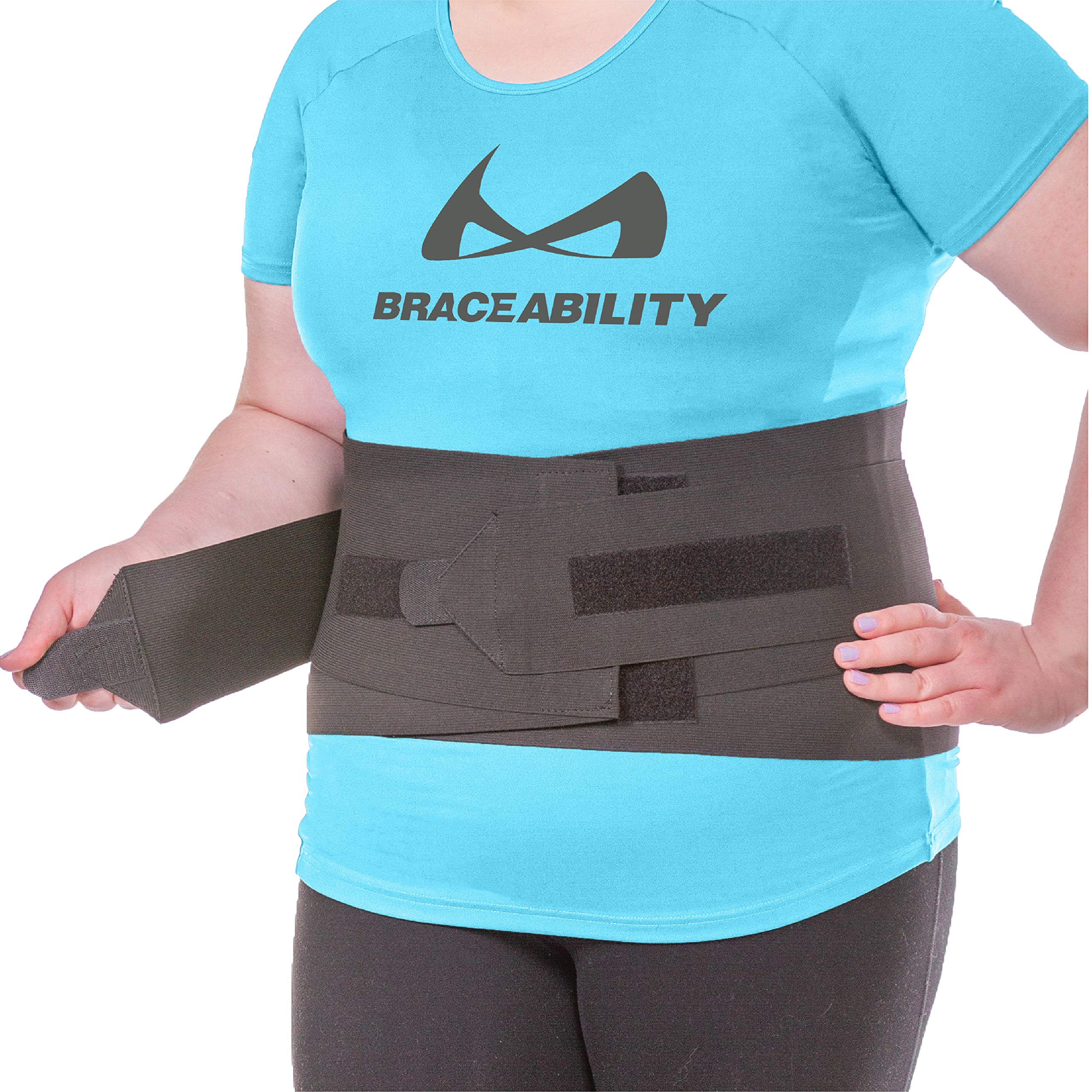BraceAbility Plus Size Womens Back Brace for Female Lower Back Pain - XXL  Ladies Soft White Elastic Lumbar Compression Obesity S