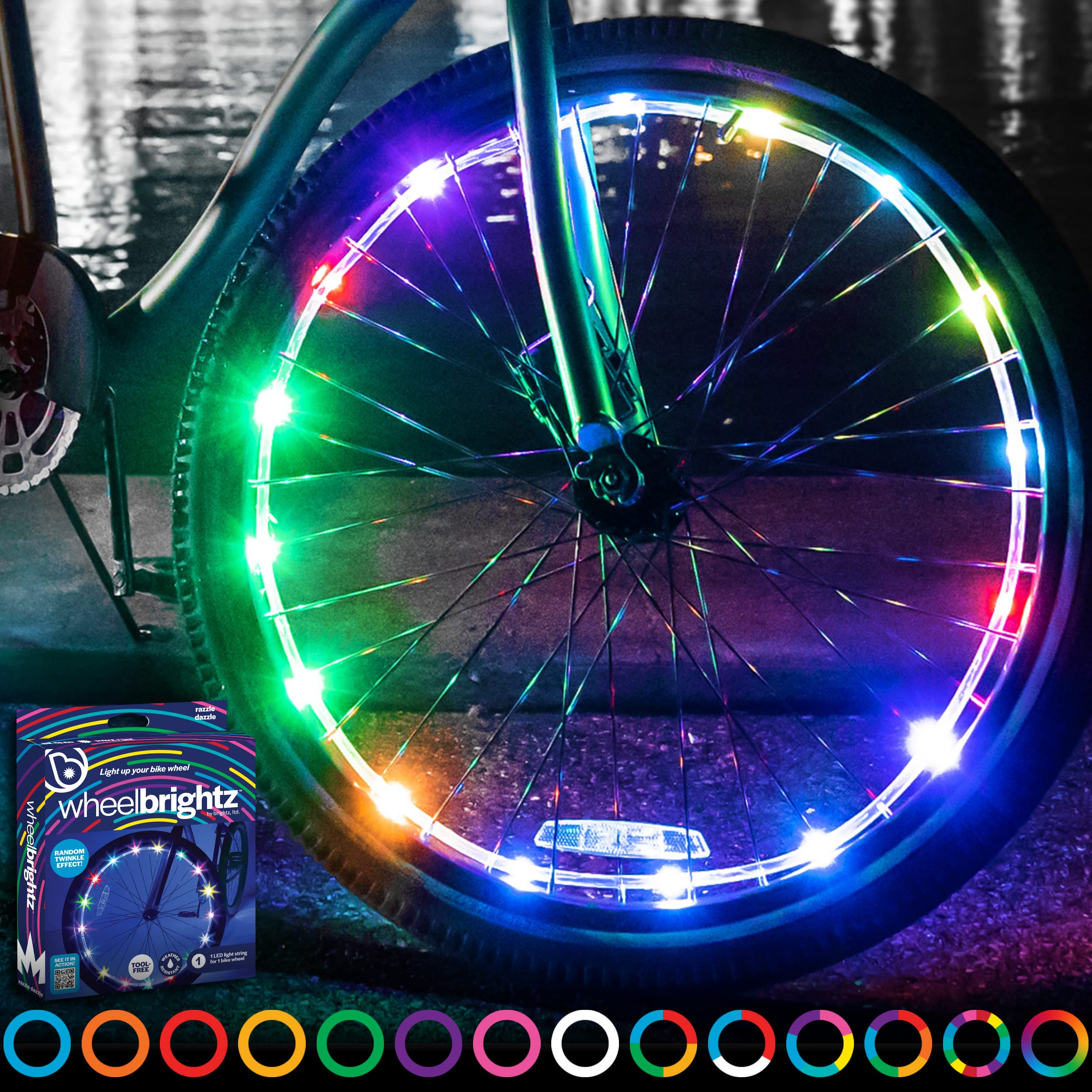 Brightz WheelBrightz LED Bike Wheel Light Pack of 1 Tire Light Bike Wheel  Lights Front and Back for Night Riding Battery Powered Bike Lights - Bicycle  LED Spoke Light Decoration Accessories Razzle Dazzle