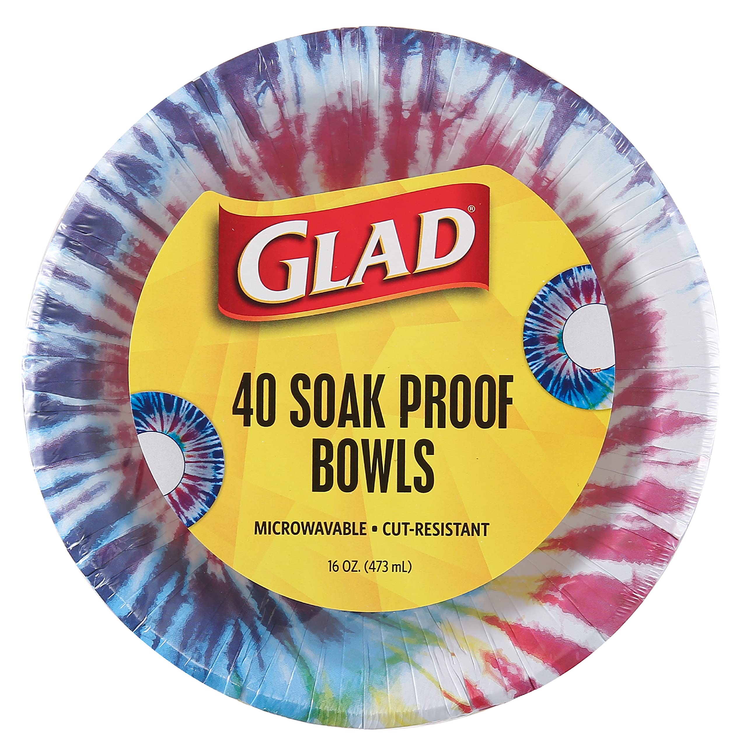 Glad Everyday Round Disposable 10 Paper Plates with Tie Dye Design, Heavy  Duty Soak Proof, Cut-Resistant, Microwavable Paper Plates for All Foods &  Daily Use