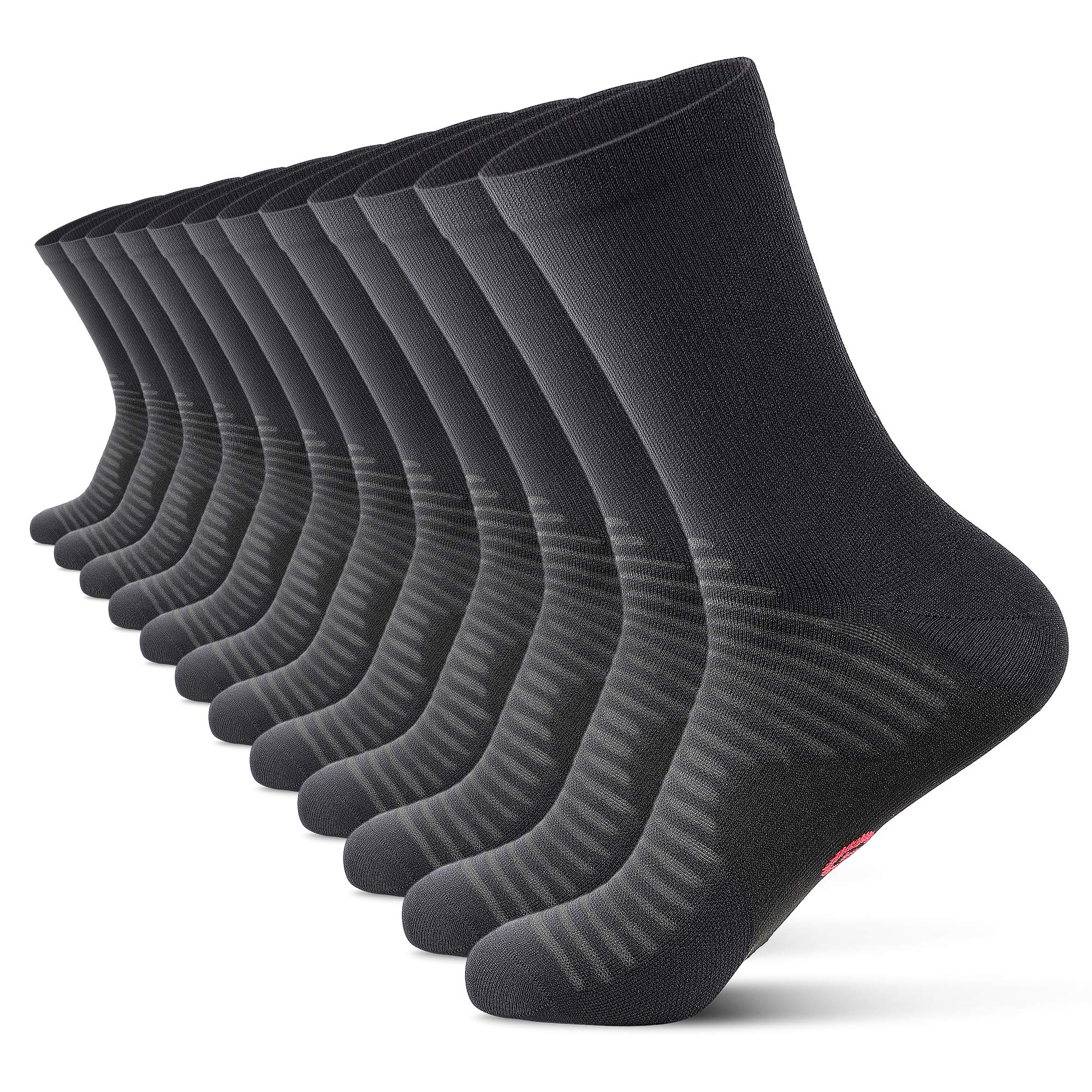 PAPLUS Compression Athletic Crew Socks (6 Pairs) for Men & Women Black (6  Pairs) Large-X-Large