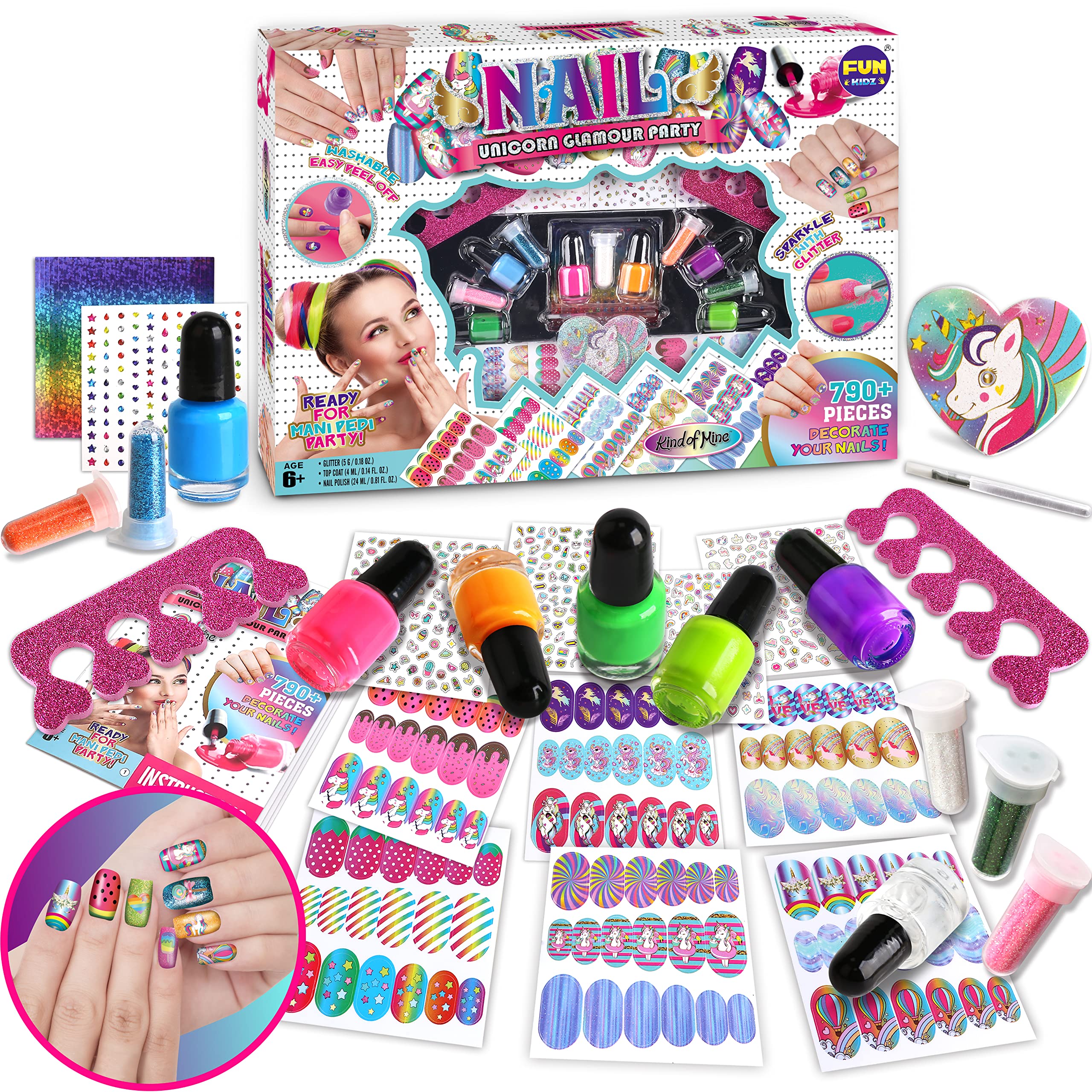 Nail Art kit Set of 3 Pcs for Kids Girls Colorful Nail Art Design for Baby