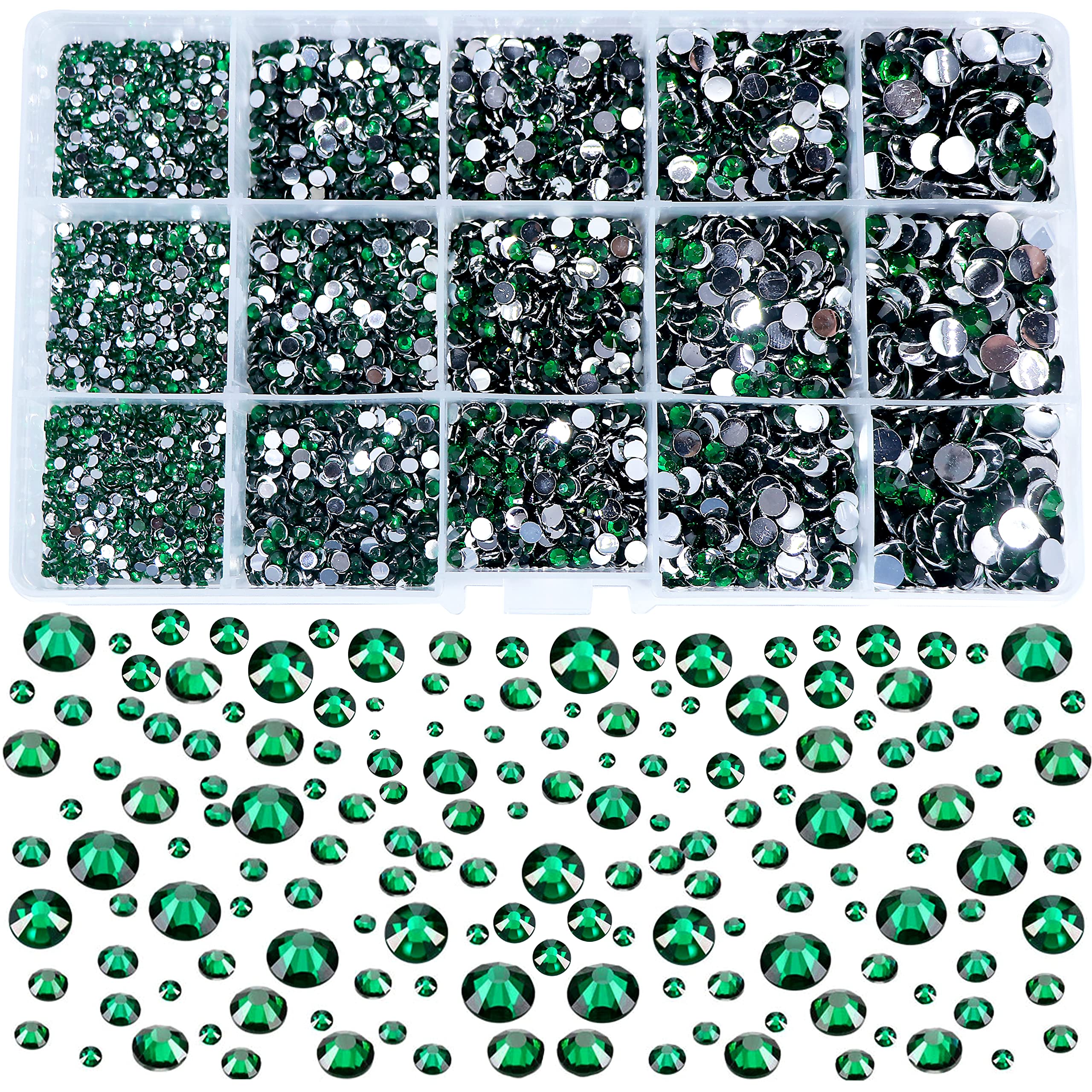 FULZTEY 7500Pcs Emerald Green Nail Art Rhinestones for Nails 2 3 4 5 6.5MM  Crystals Diamond Flatback Gems Stones Round Green Crystal Rhinestones for  Crafts Nail Design Charms DIY Clothes Shoes Jewelry S5