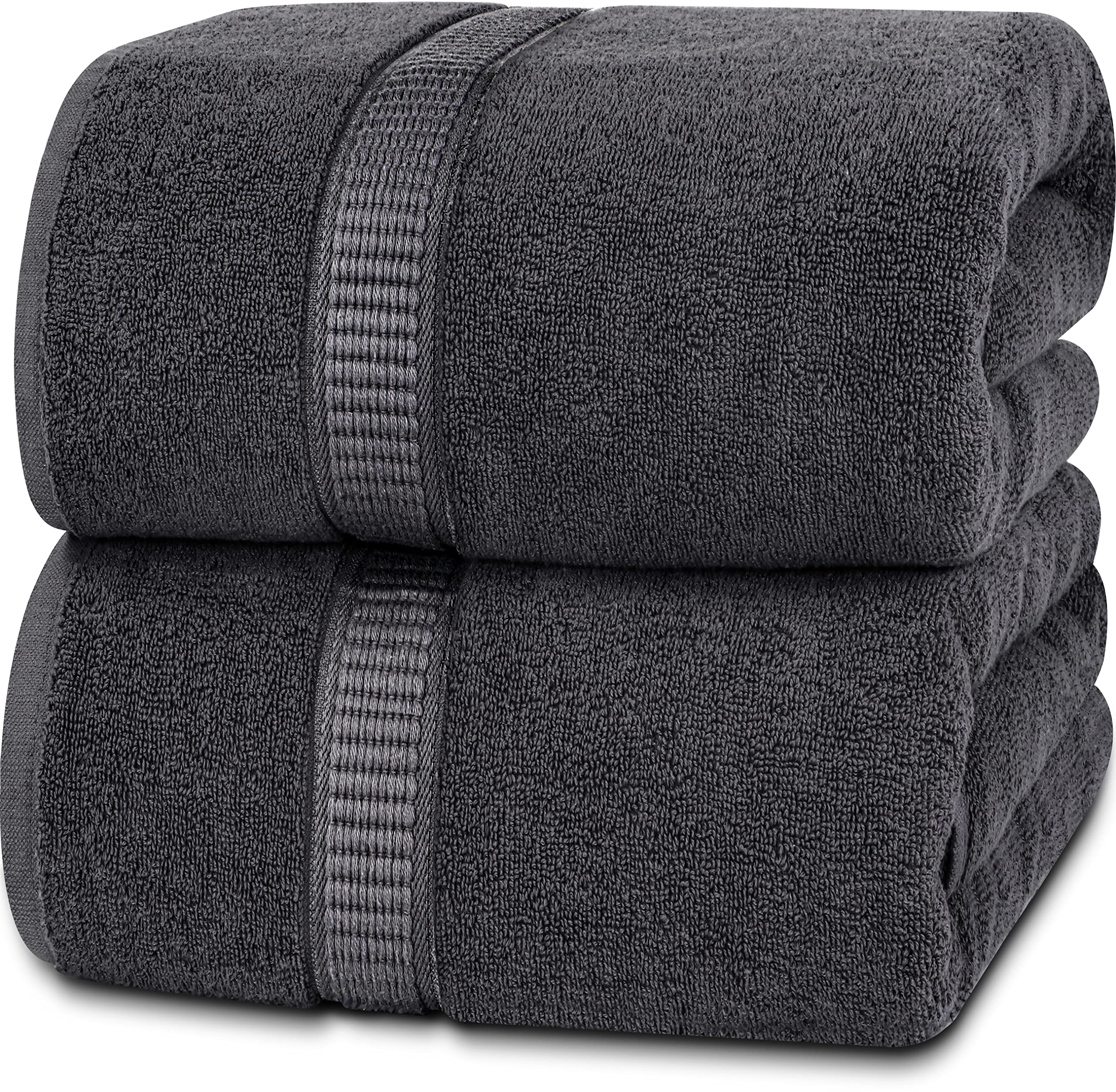 Oversized Bath Towels Set of 4, Dark Gray Extra Large Bath Sheets Towels for Adults 35x70in, 600 GSM Ultra Soft Bathroom Towels Microfiber Quick Dry