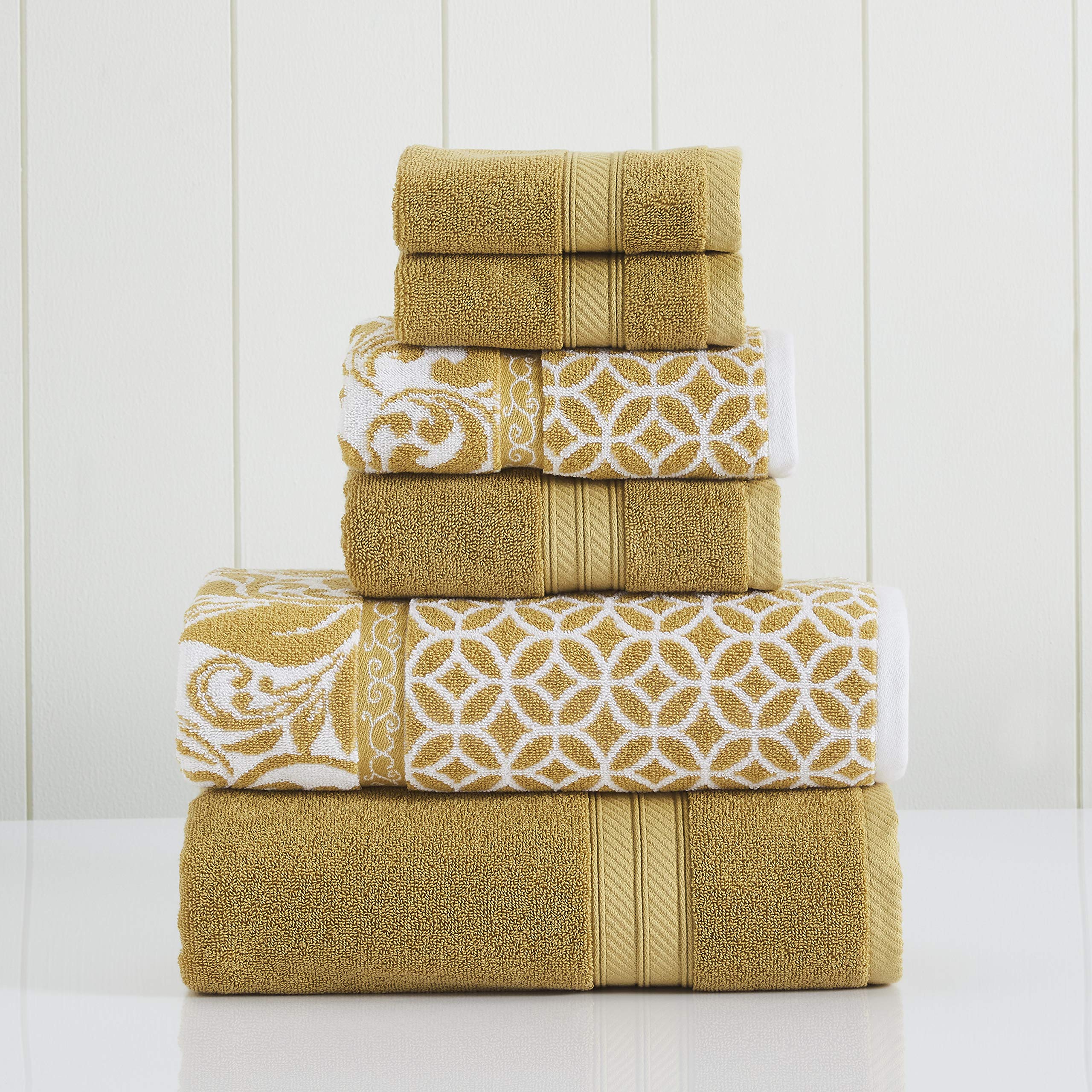 Super Soft Cotton Quick Dry Bath Towel 6 Piece Set Yellow